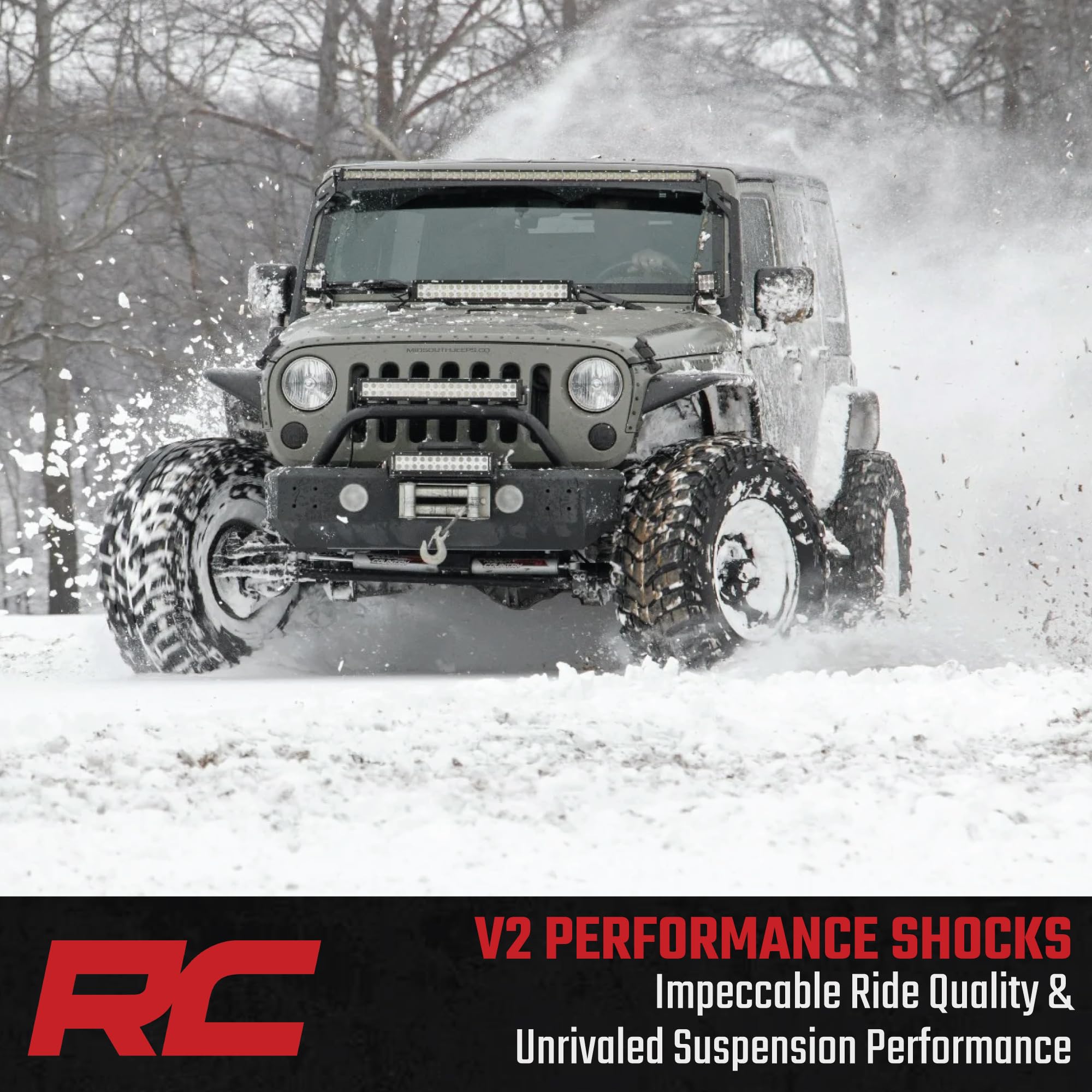 Rough Country V2 0-1.5" Monotube Rear Shocks for 1983-2011 Ranger - 760791_D