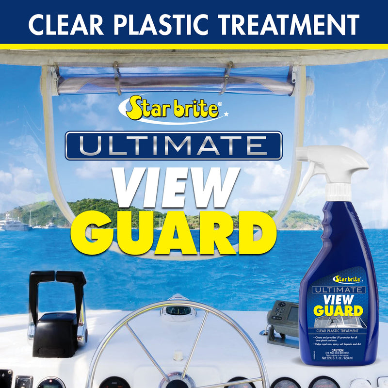 View Guard STAR BRITE Clear Plastic Treatment - Ideal for Strataglass, EZ2CY, Eisenglass - Enhances Wet Weather Visibility, Repels Water, Spray, Salt & Dirt - 22 OZ Spray (095222)