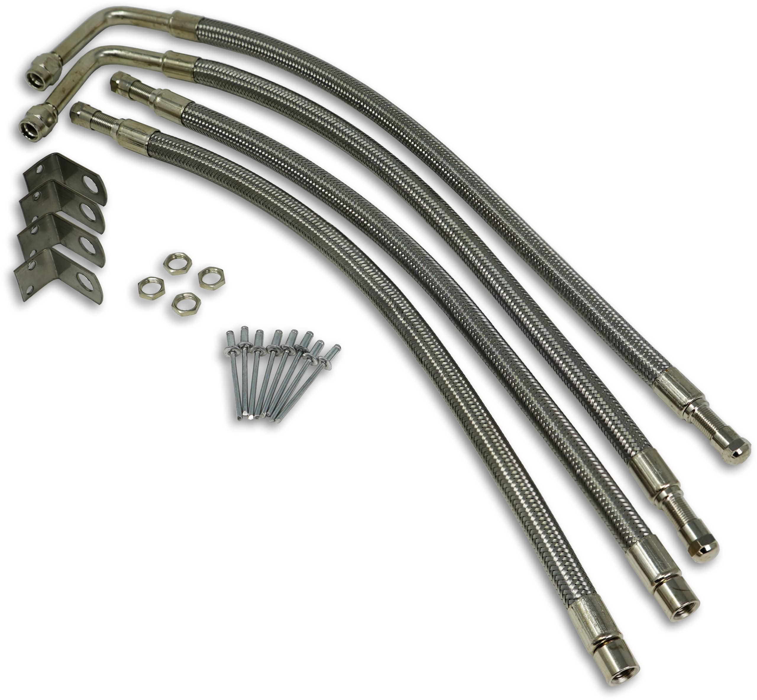Braided Steel TireMinder Valve Extender Kit for 22 Inch Aluminum Dually Wheels, Hub Mounted, 4 Pack