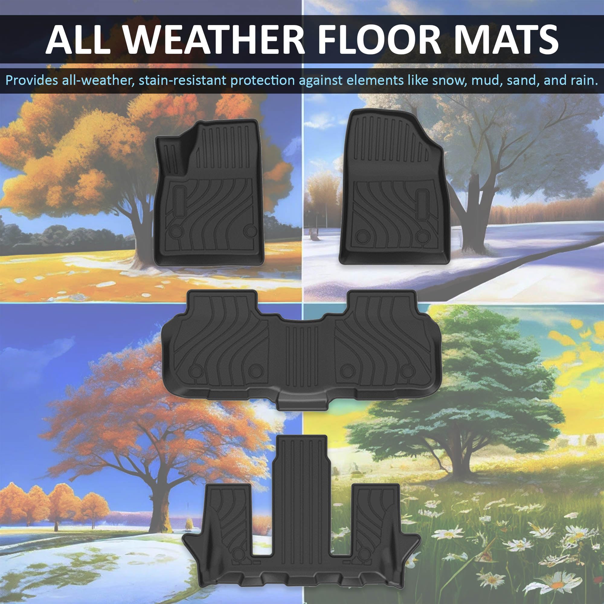 TOTALINER Black Horse Heavy Duty Floor Mat Anti-Skid Black 1.37'' Thickness Compatible with 2017-2023 GMC Acadia-FMGAC21