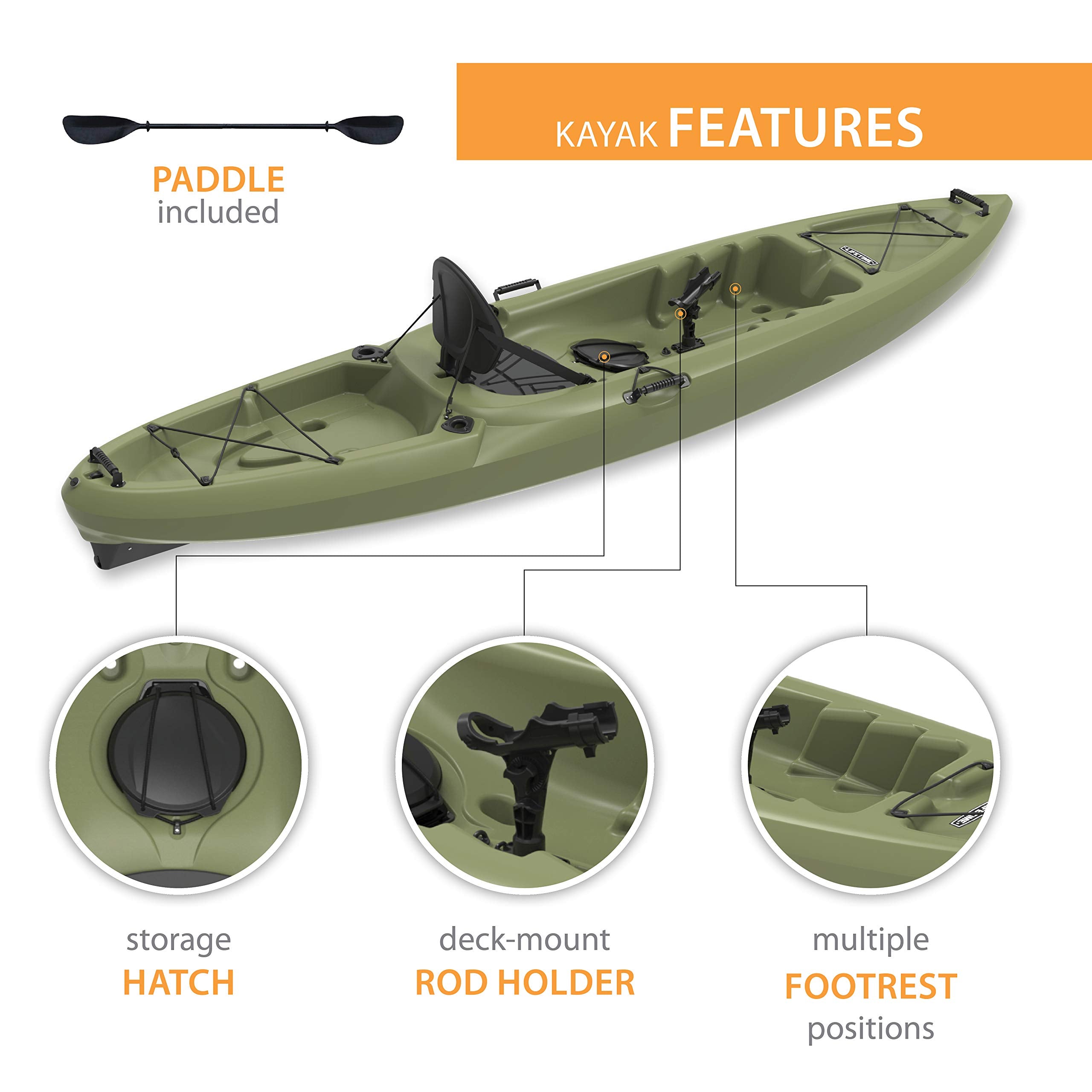 Weber Lifetime Sit-On Top Fishing Kayak, Light Olive, 11'