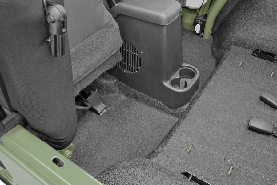 Jeep BedRug Kit - BedTred BTTJ97F fits 97-06 WRANGLER TJ/LJ FRONT 3PC FLOOR KIT (WITH CENTER CONSOLE) - INCLUDES HEAT SHIELDS