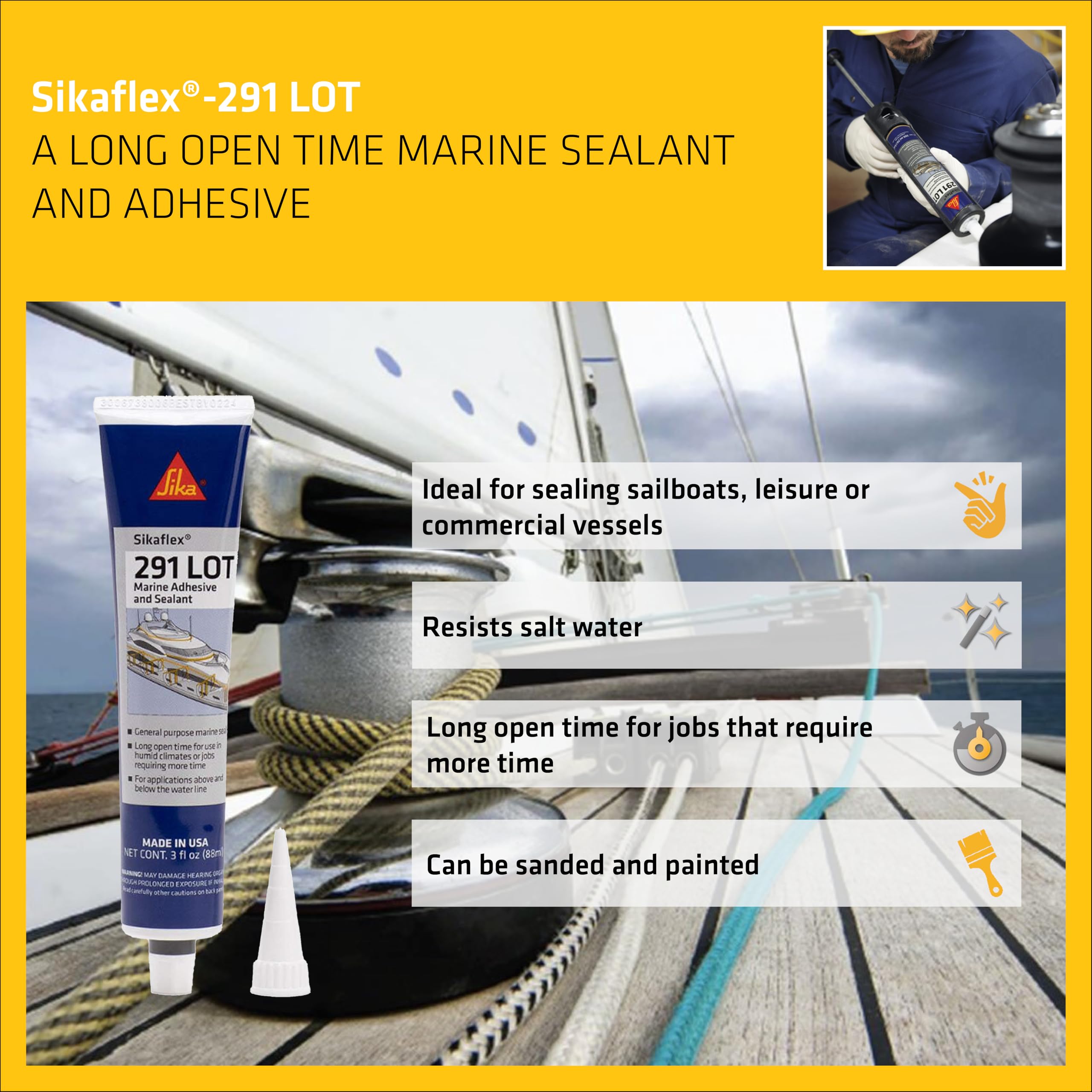 General All-Purpose Sikaflex-291 LOT White, Fast Cure Marine Adhesive and Sealant
