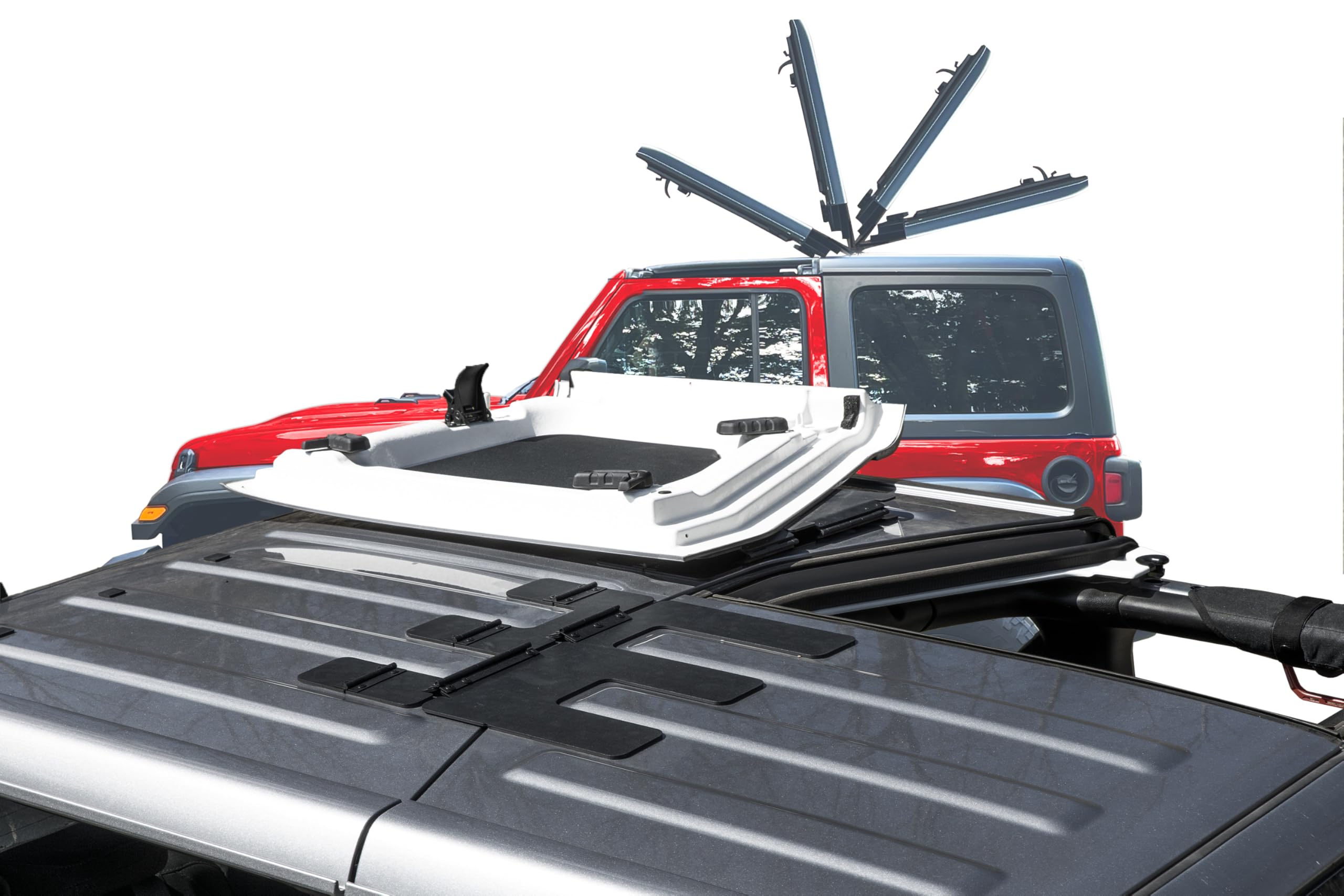 Flip-Top EZ for JK 2dr Jeep Wrangler Freedom Panels One Person Flip Back System—Flip Back Your Jeep Hardtop Freedom Panels in Seconds! Do it Yourself -1 Hour Installation Patented & Patent Pending