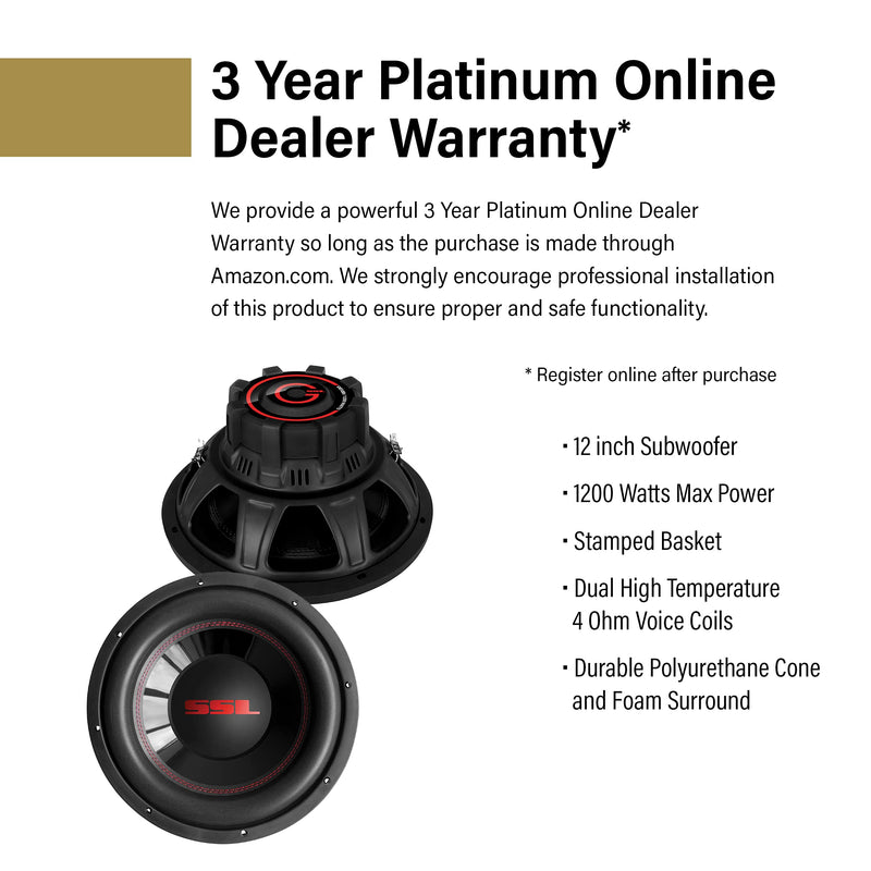 CG12D Sound Storm Laboratories 12 Inch Car Subwoofer - 1200 Watts Maximum Power, Dual 4 Ohm Voice Coil, Sold Individually