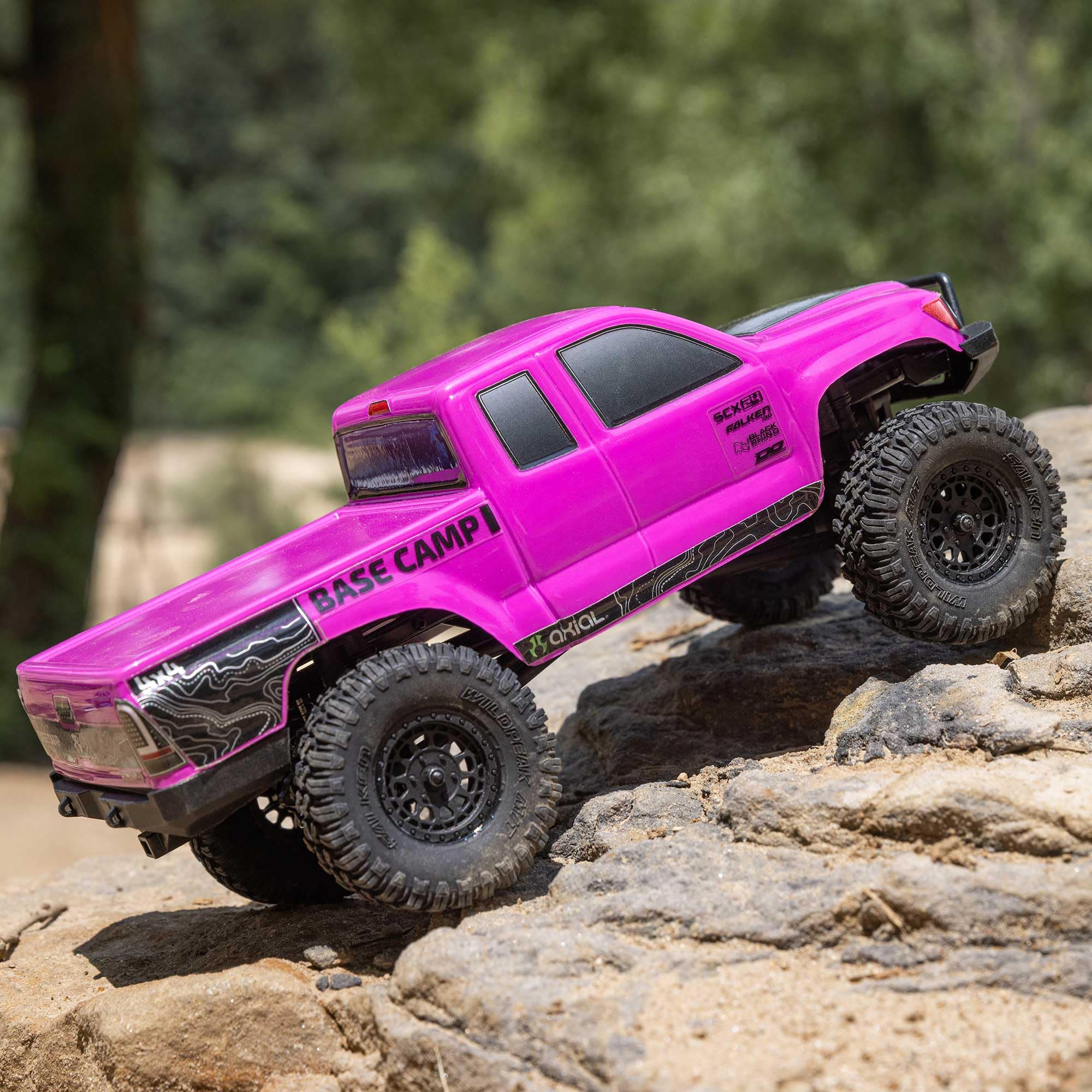 Axial 1/24 RC Truck SCX24 Base Camp 4x4 Rock Crawler Brushed RTR (Everything Needed to Run is Included) - Pink, AXI-1219T3