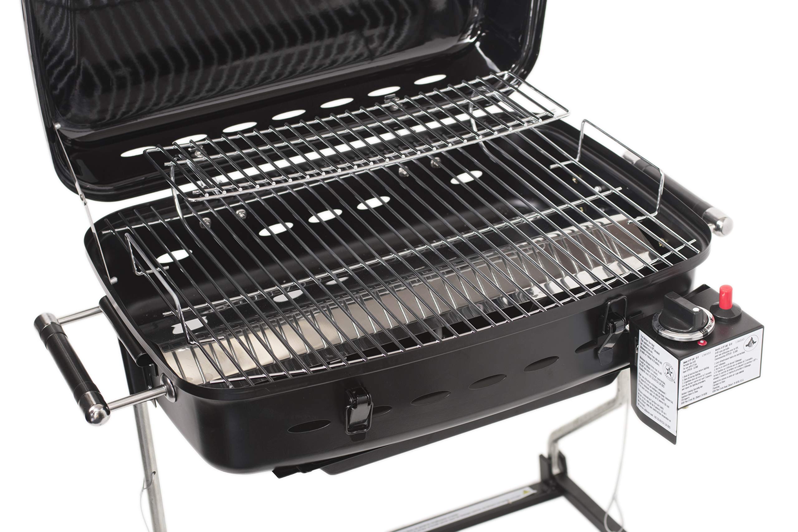 YSNHT500 Flame King - Mounted BBQ RV Or Trailer - Motorhome Gas Grill - 214 Sq Inch Cooking Surface - Adjustable Flame Controller, Black