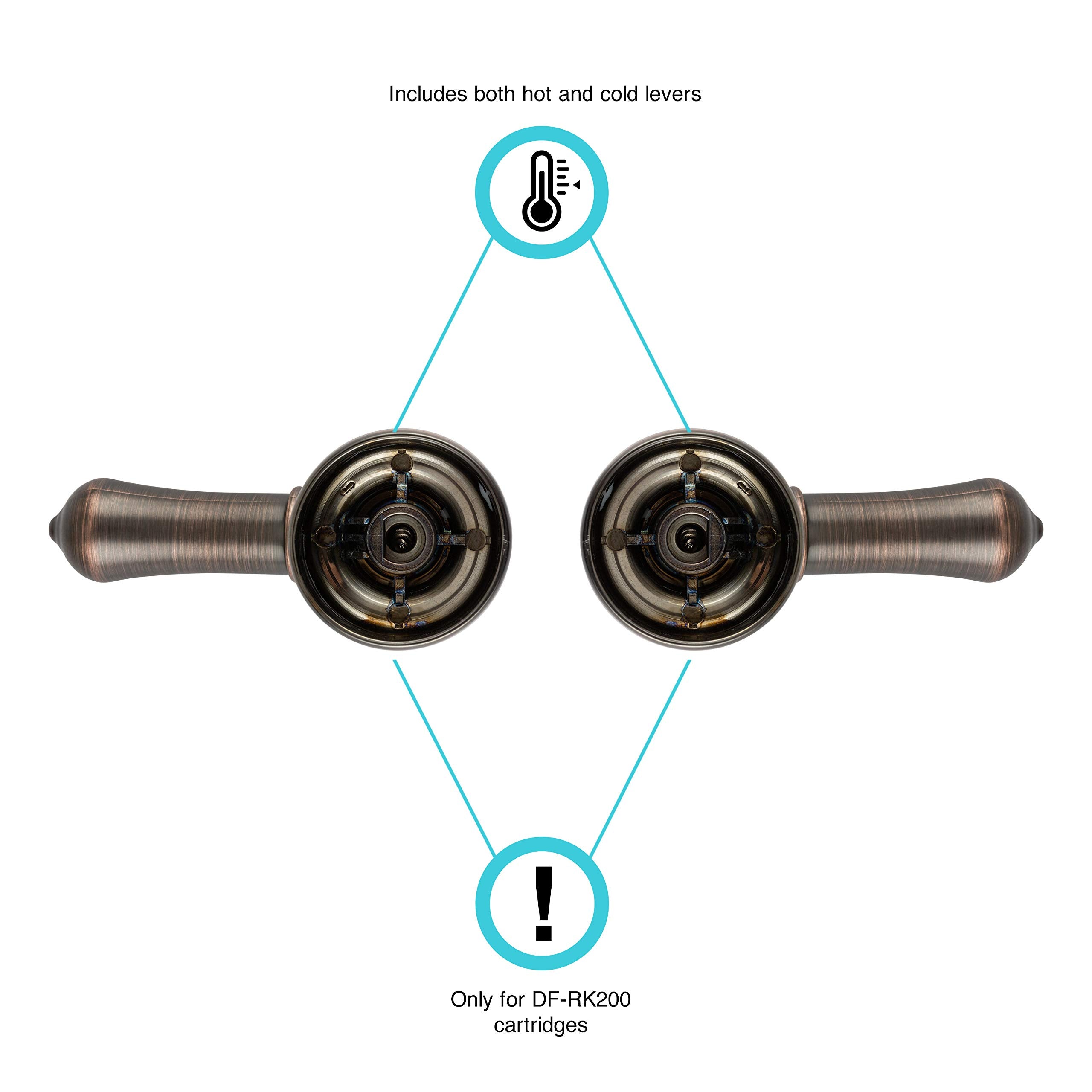 Dura Faucet RV Replacement DF-RKC-ORB Hot and Cold Classic Handles, Metallic Plating Over ABS Models Only (Oil Rubbed Bronze)