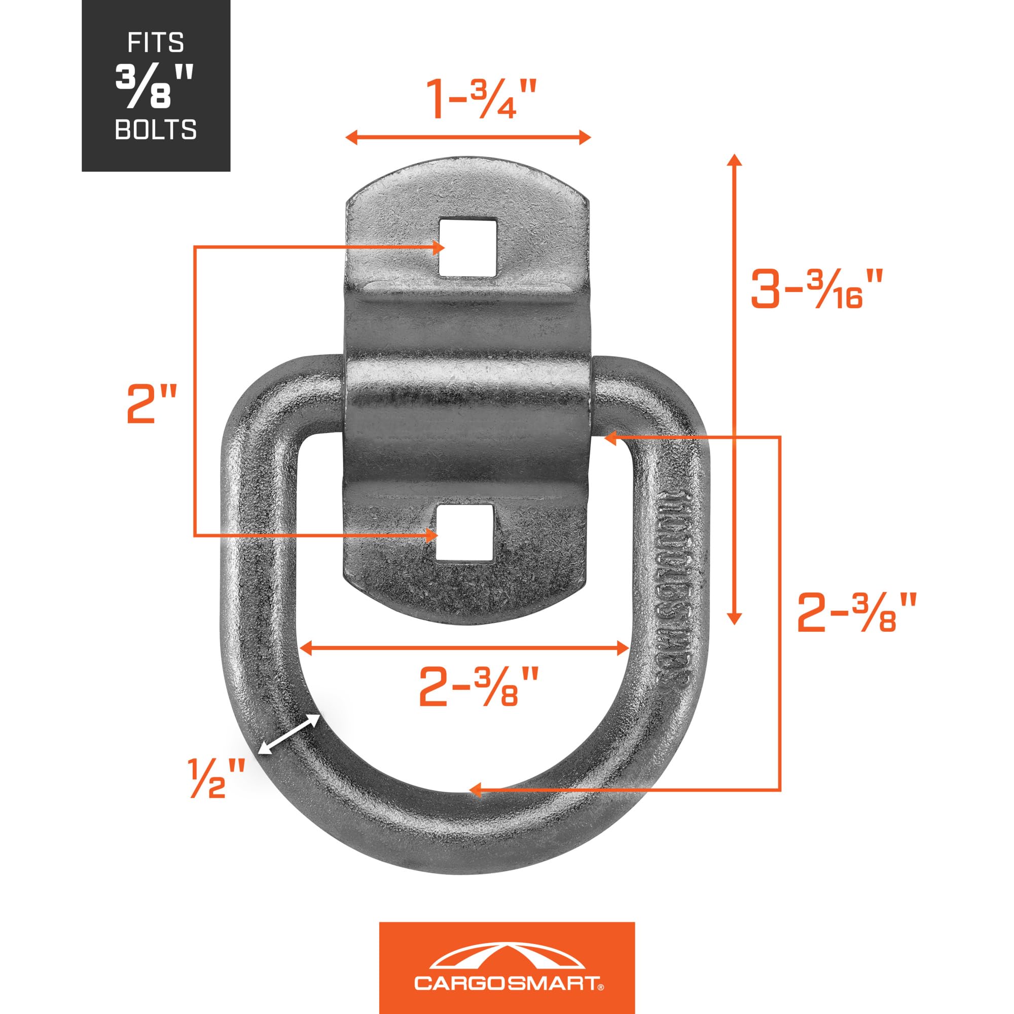 Forged Heavy Duty D-Ring, 1/2" Diameter, 2 3/8" x 2 1/2" 11,000 lb 1 Pk