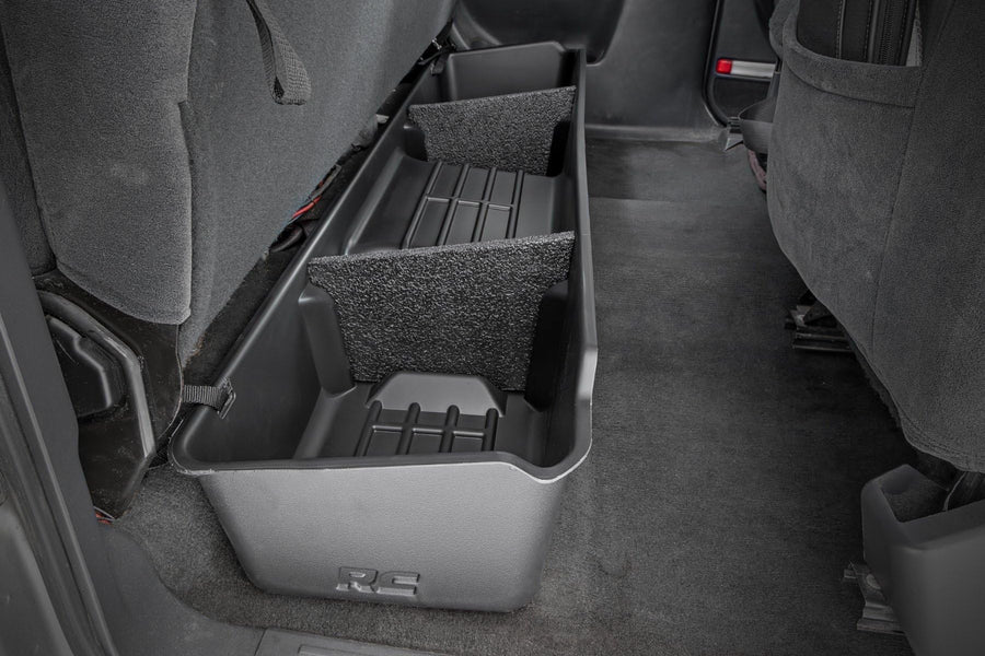 Rough Country Under Seat Storage for GMC Sierra & Chevy Silverado 1500/2500/3500 (1999-2006) Extended Cab - Durable, Anti-Skid Thermoplastic, Custom-Fit Underseat Truck Storage