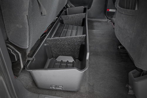 Rough Country Under Seat Storage for GMC Sierra & Chevy Silverado 1500/2500/3500 (1999-2006) Extended Cab - Durable, Anti-Skid Thermoplastic, Custom-Fit Underseat Truck Storage