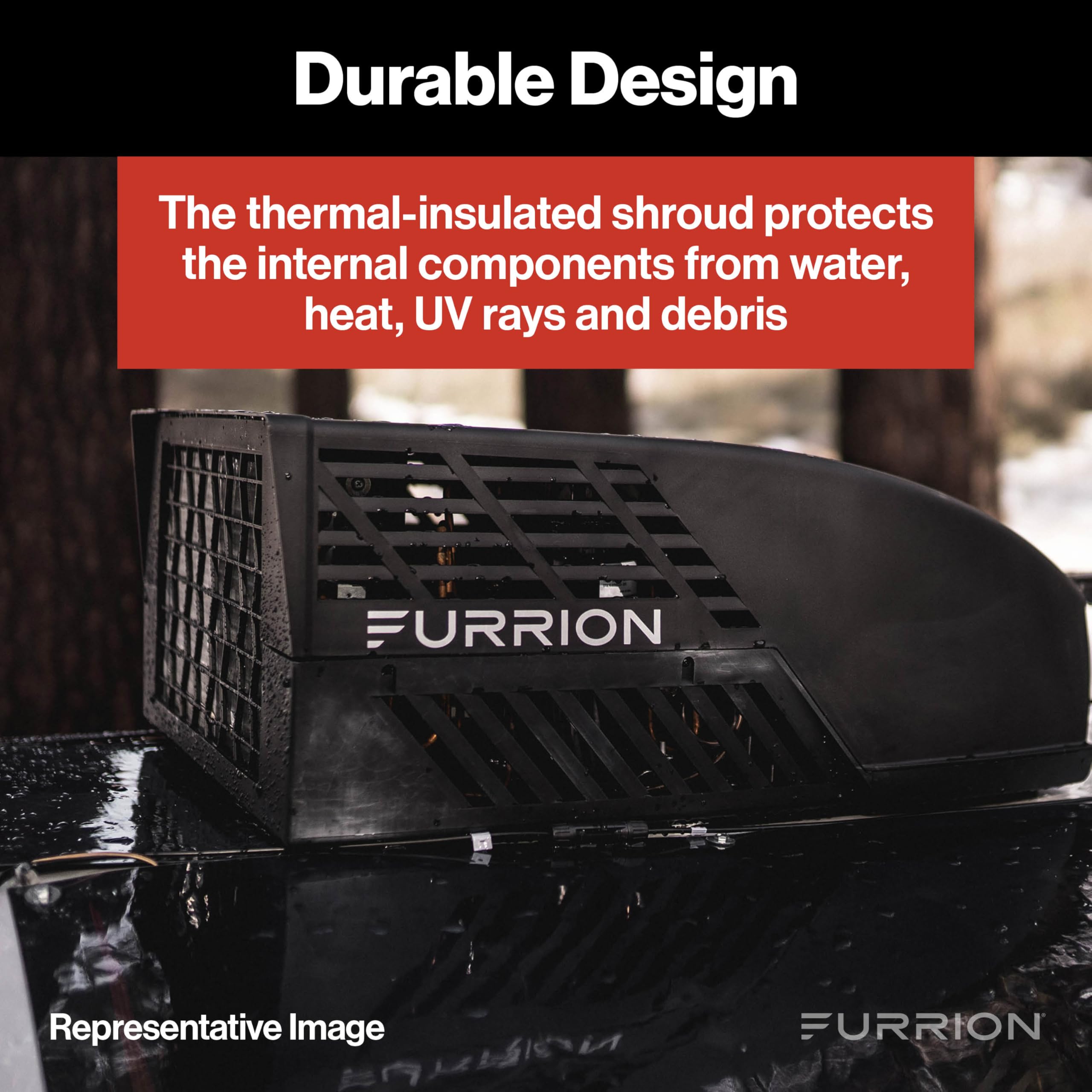 Furrion HE Chill RV Roof Air Conditioner (R32) - 13.5K BTU, Black - FACR13HESA2-BL-AM