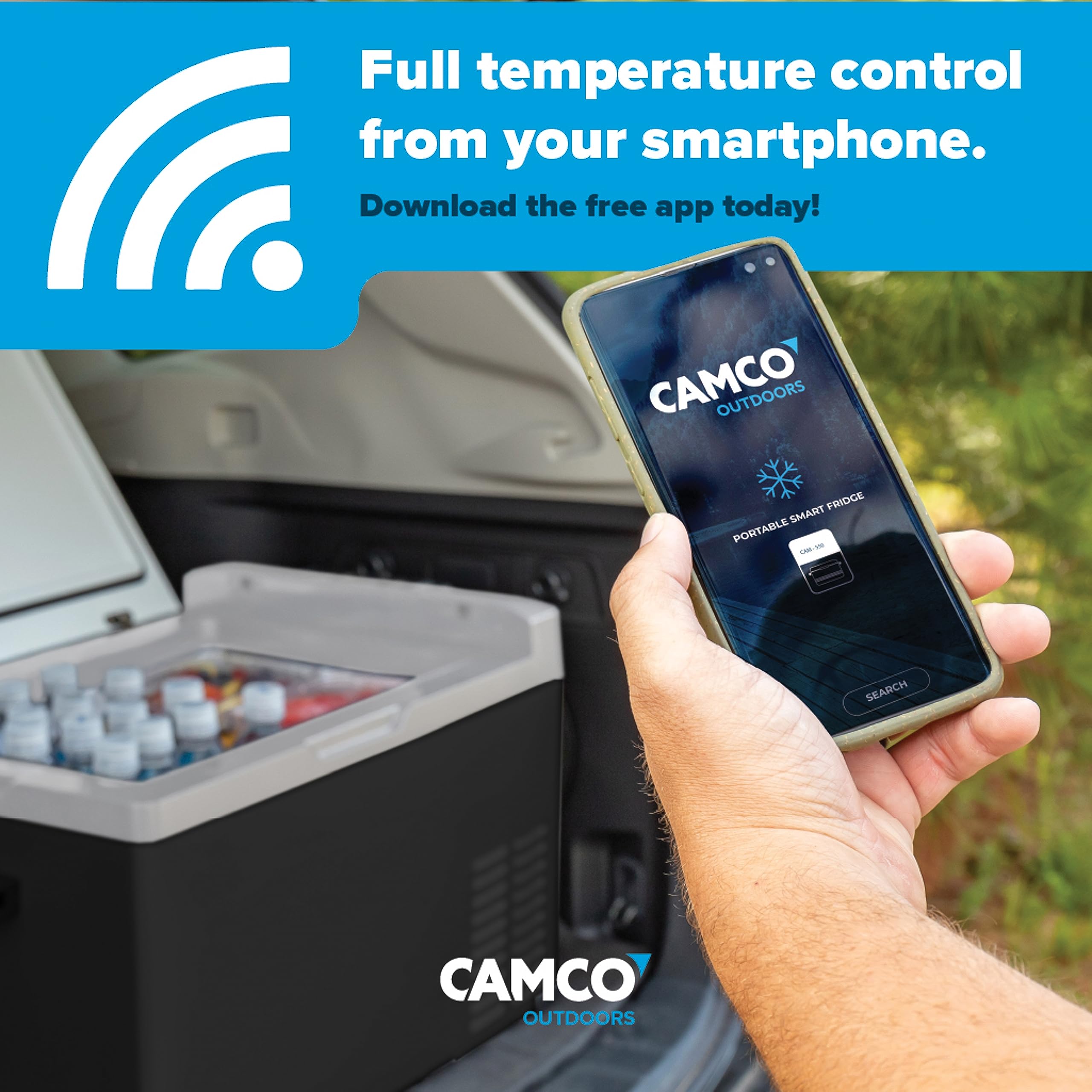 Camco 20-Liter Portable Compact Fridge/Freezer CAM-200 | Features Bluetooth Capable Remote Access & 1 Compartment w/Single Zone Cooling | Adjusts from -4° F to 68° w/2 Cooling Modes ECO & MAX (51510)