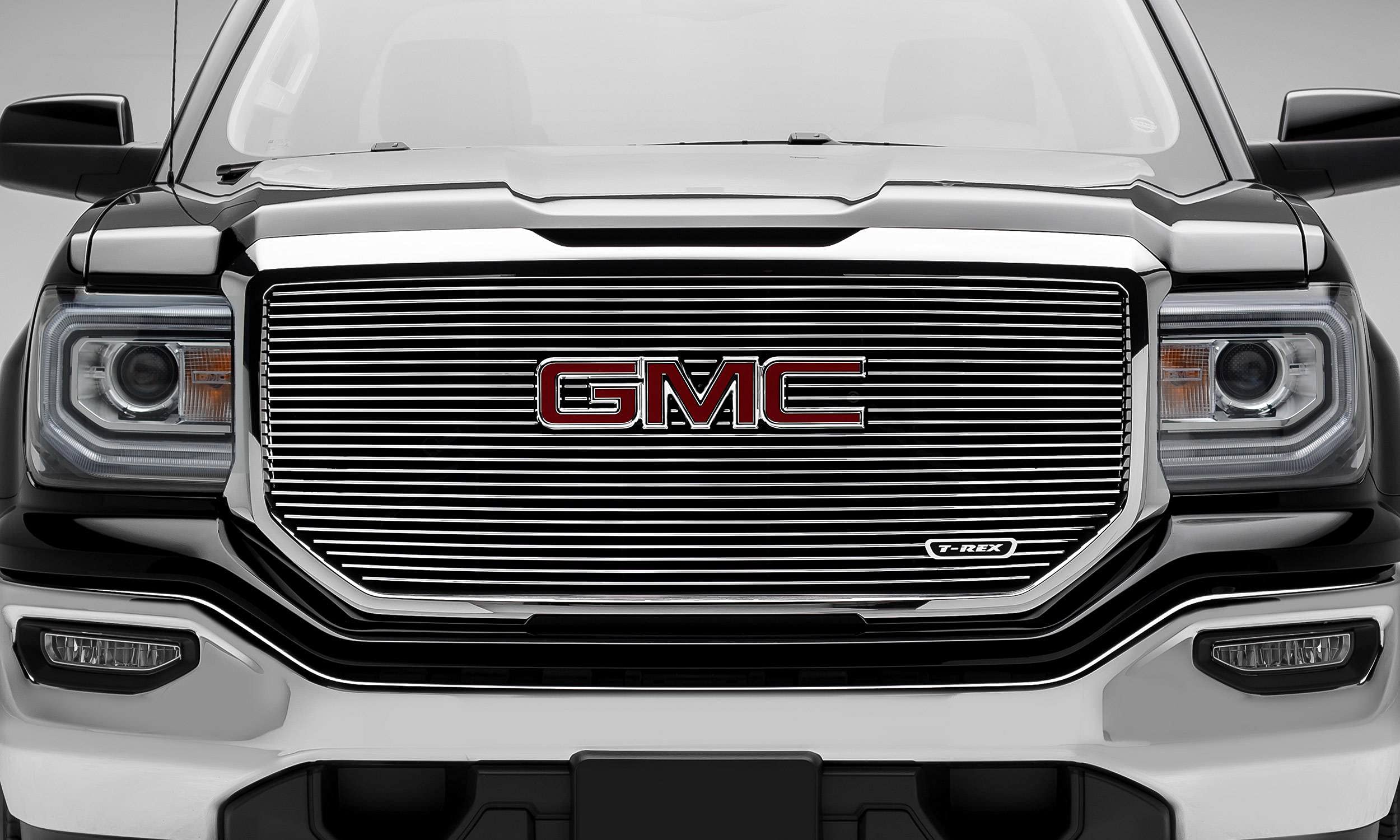 2016-2018 Sierra 1500 T-Rex Grilles Laser Billet Grille, Polished, 1 Pc, Insert, with Logo Cutout - PN #6202130