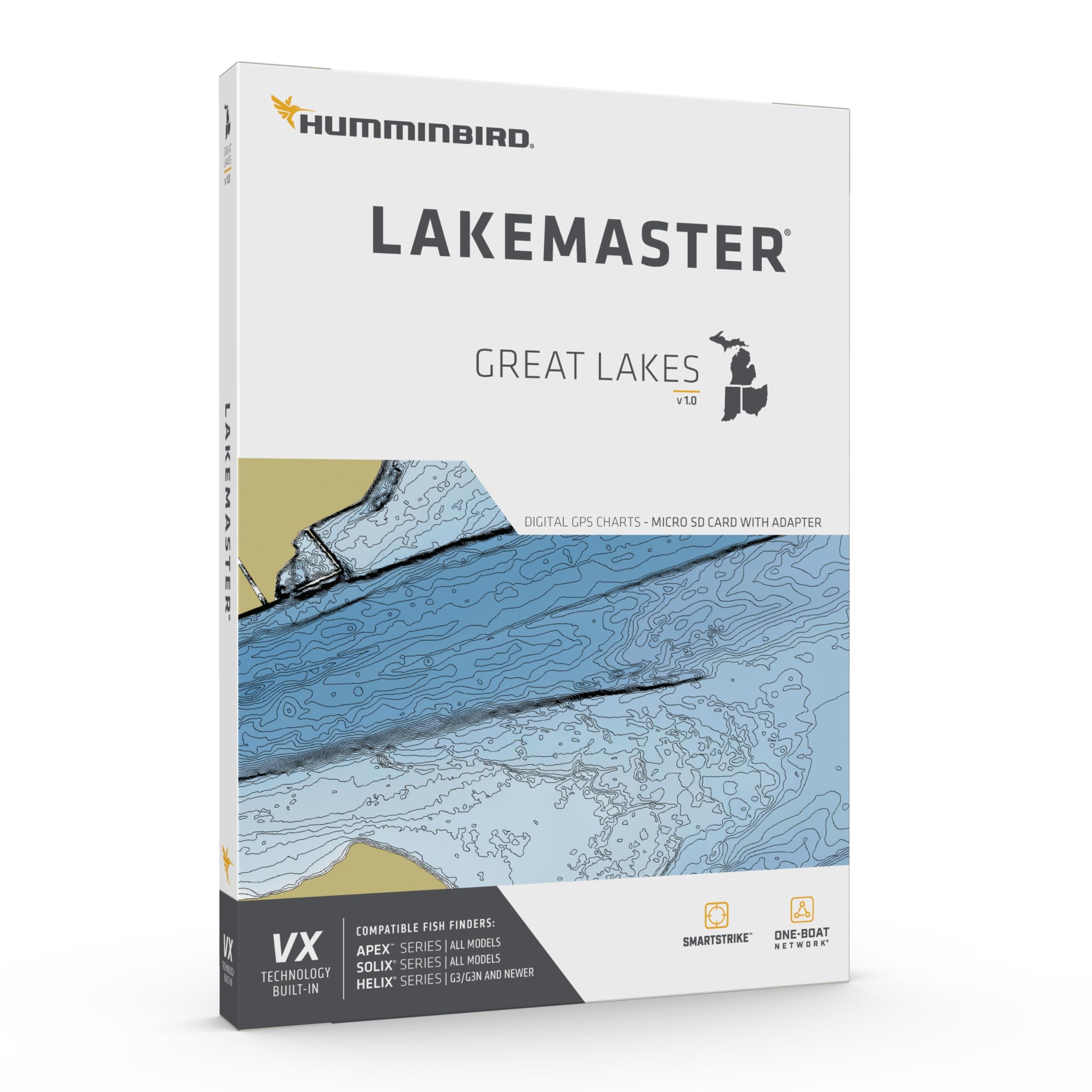LakeMaster Humminbird Great Lakes V1 Map SD Card for Fish Finders