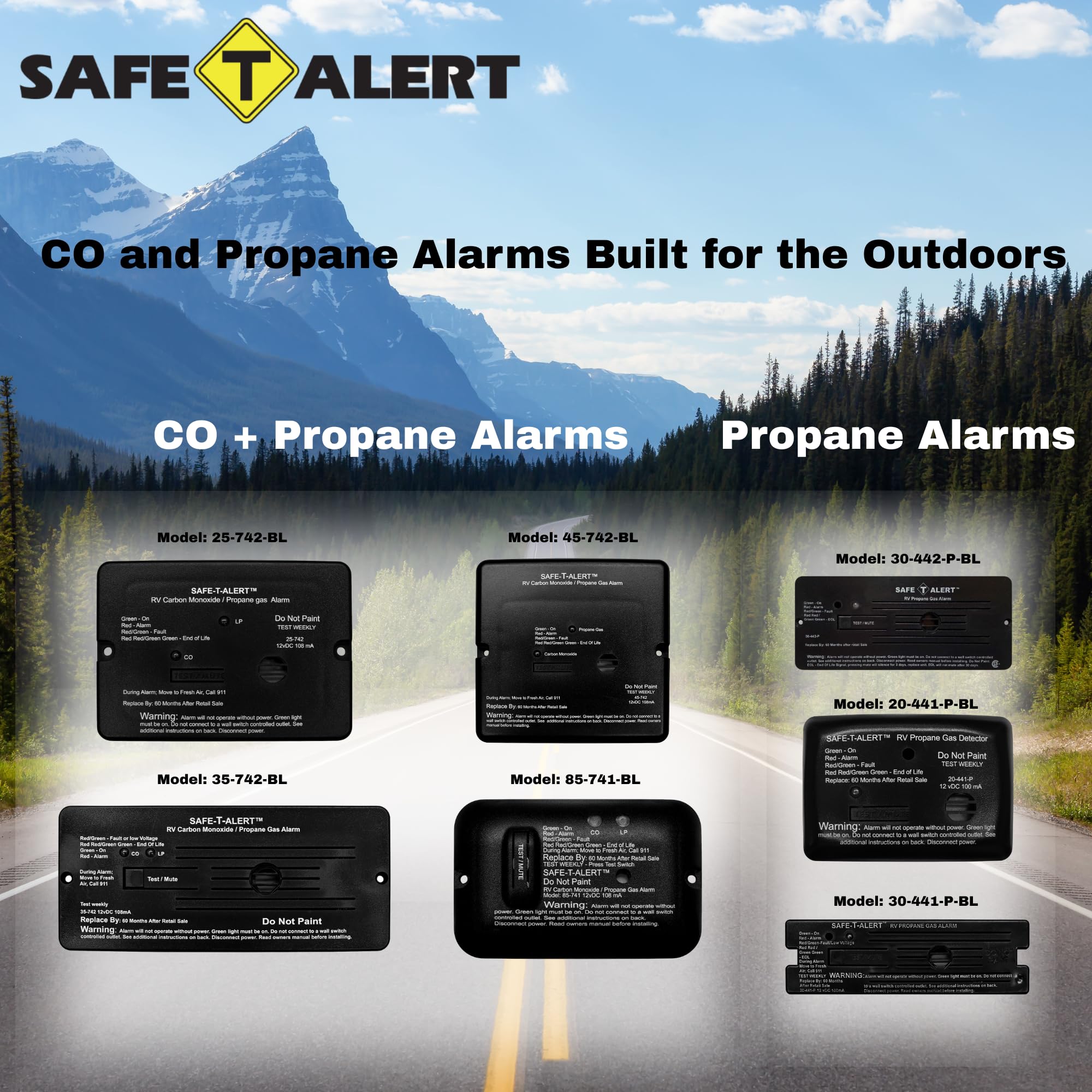 20 Series Safe T Alert Mini LP Gas Alarm - Propane Alarm - Surface Mount, White - 20-441-P-WT