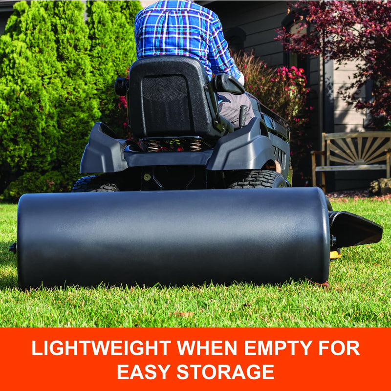 18" x 48" Agri-Fab Tow Behind Poly Lawn Roller 550 lbs Weight with Water, Poly Drum and Steel Frame, with Plug. Designed for Lawn and Garden Tractors