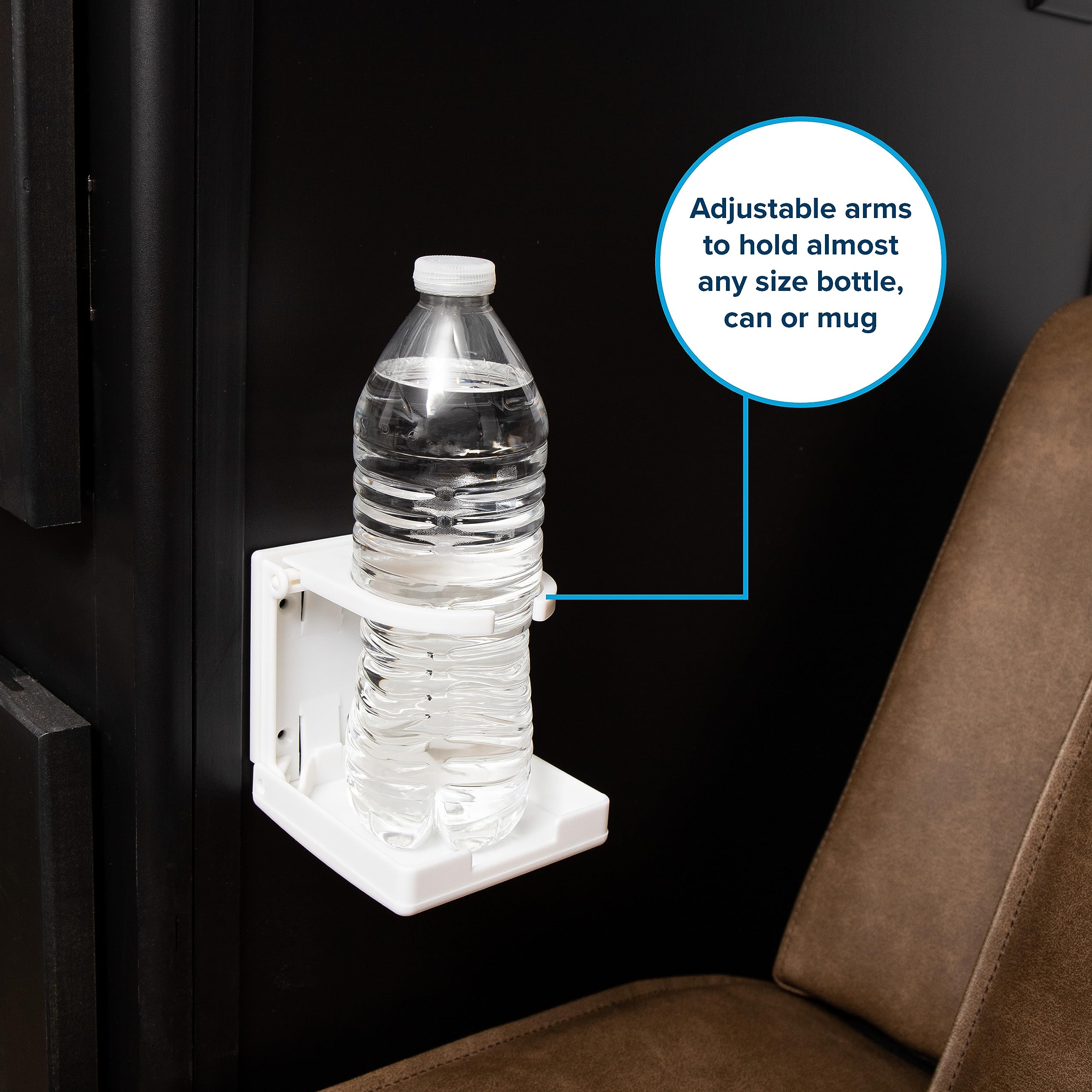 Camco Drink Holder Camper/RV - Features Adjustable Space-Saving Design & Holds Almost Any Size Mug, Cup, Bottle or Can - Extra Cup Holder for Cars, Trucks, RVs, Vans, Boats, and More - White (44040)