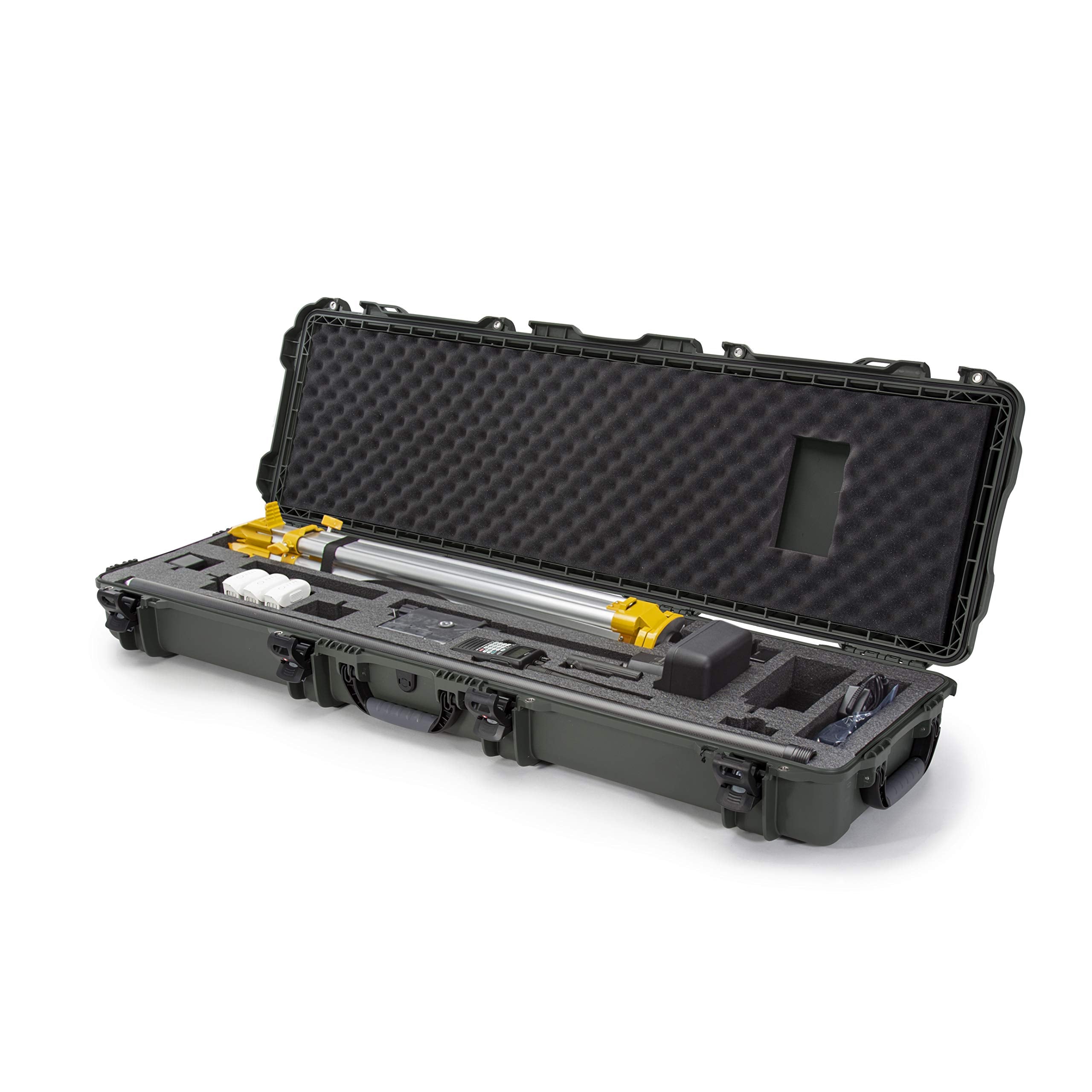 Waterproof Nanuk 995 Hard Case with Custom Foam Insert for DJI Ground Station RTK w/Wheels - Olive