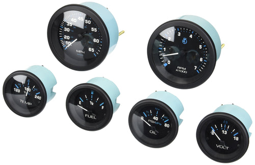 Sierra International 68413P Eclipse 6 Gauge Kit Includes Fuel, Engine Oil Pressure, Speed, Tach & Water Temp Gauges