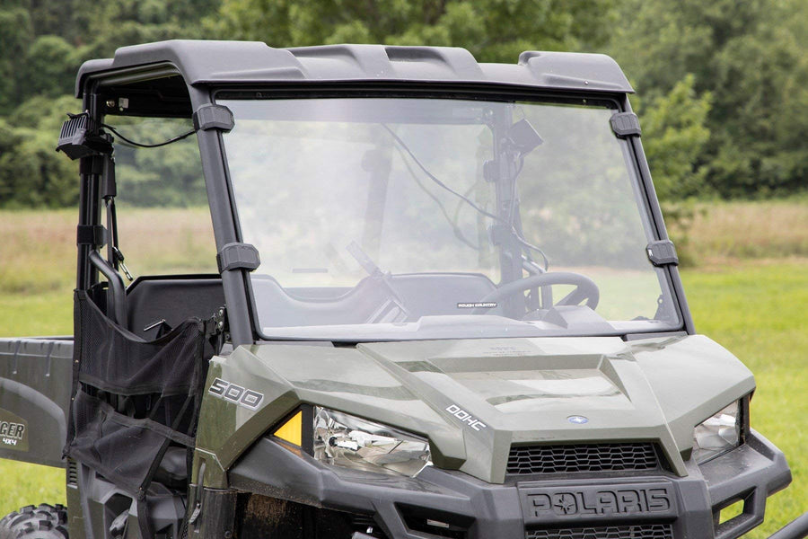 Full Windshield Rough Country for Polaris Ranger 500/Ranger 800 Mid-Size (2010-2024) - Scratch Resistant Polycarbonate, Easy Install