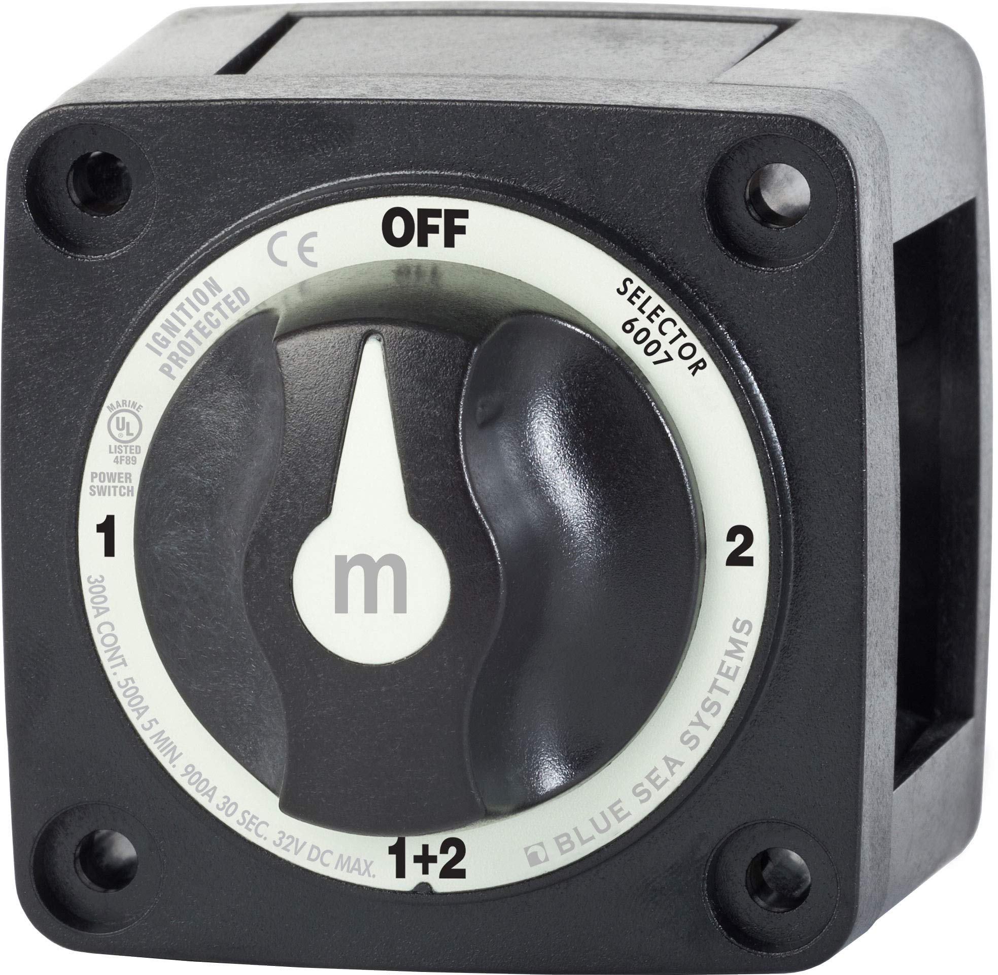 6007200 Blue Sea Systems m-Series Battery Switch Mini Selector Switch 4 Position, Black