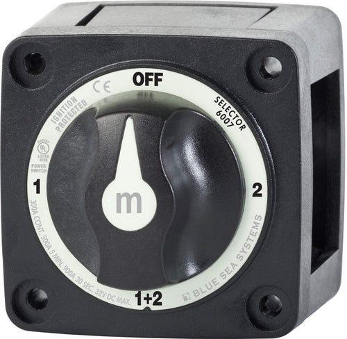 6007200 Blue Sea Systems m-Series Battery Switch Mini Selector Switch 4 Position, Black