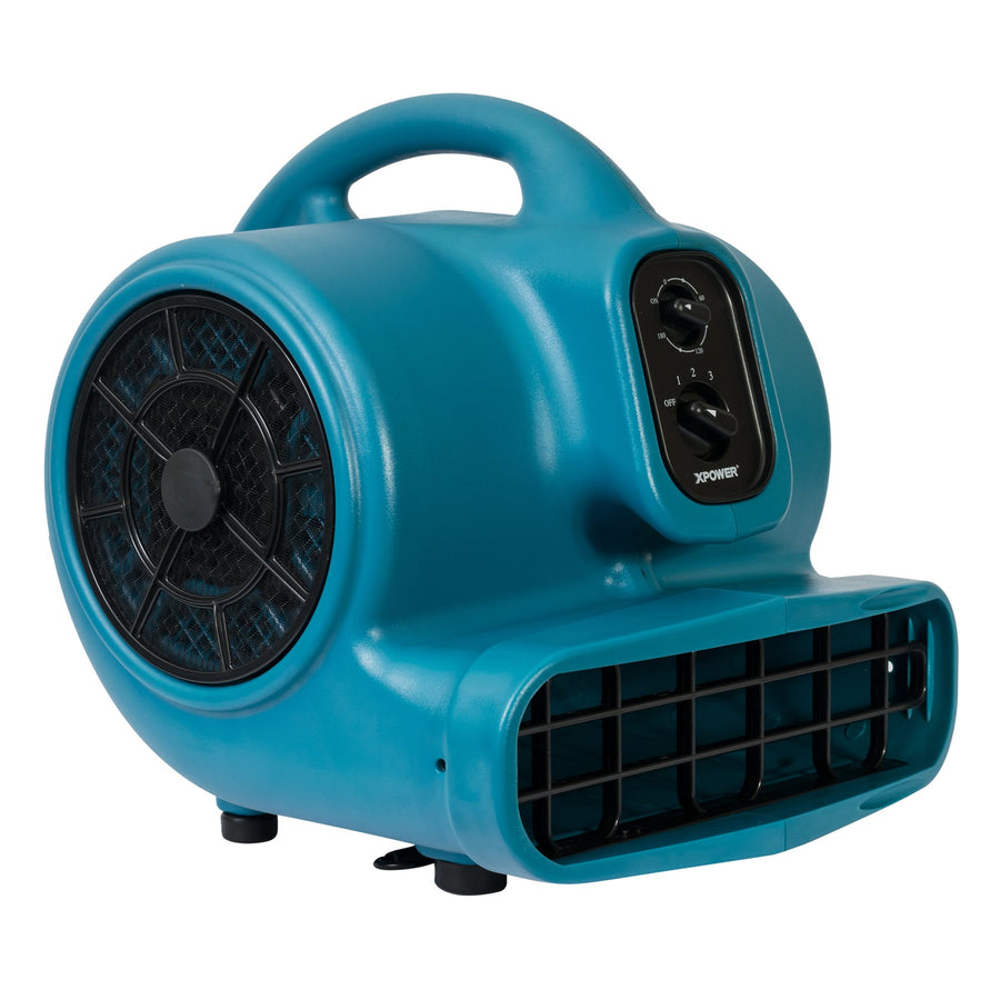 XPOWER Pro X-430TF 1/3 HP 2000 CFM Centrifugal Air Mover, Carpet Dryer, Floor Fan, Blower, Timer, Filter, for Water Damage Restoration, Janitorial, Plumbing, Home Use, Blue