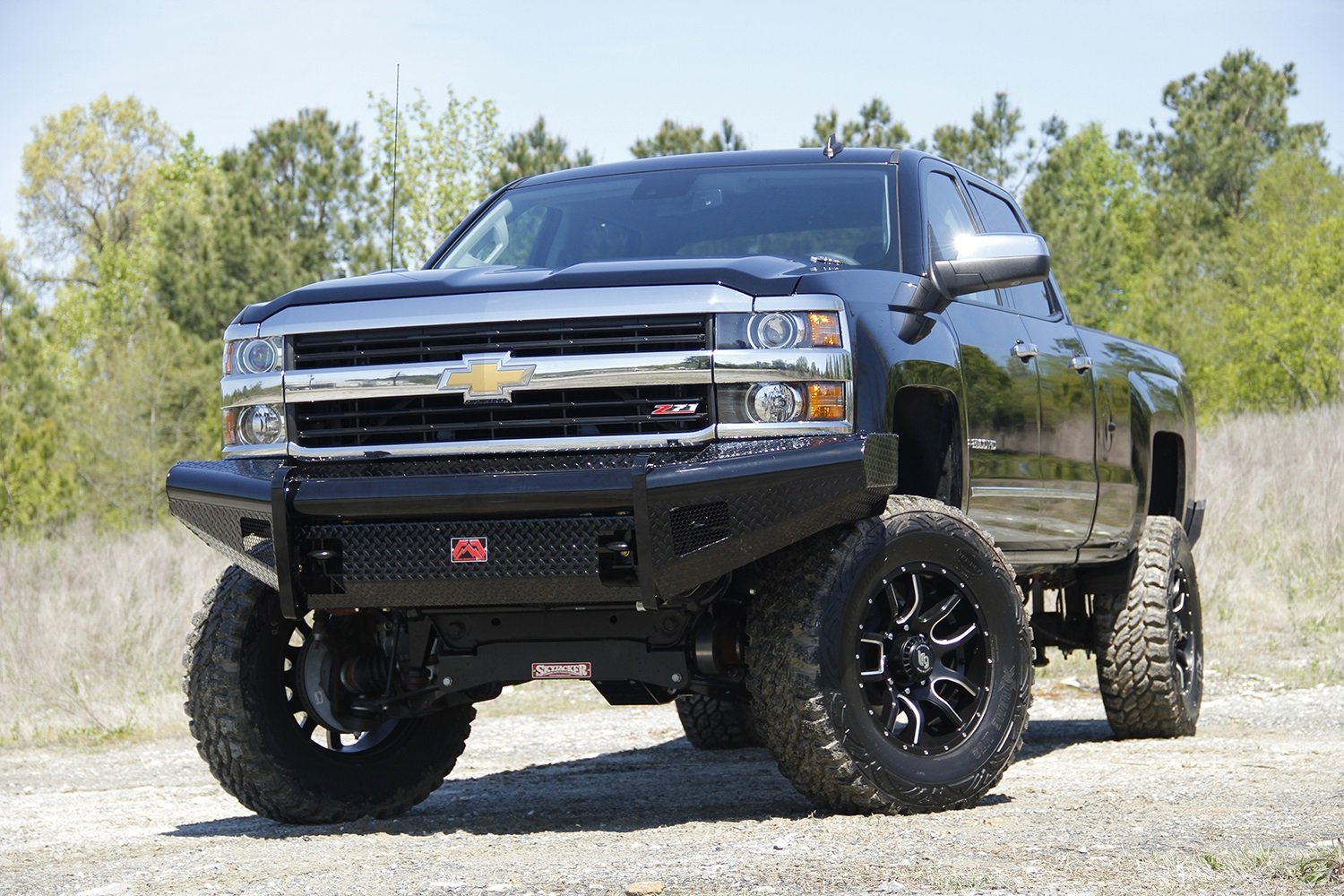 Fab Fours Black Steel Front Ranch Bumper CH11-S2761-1 2 Stage Black Powder Coated w/o Full Grill Guard Incl. Light Cut-Outs