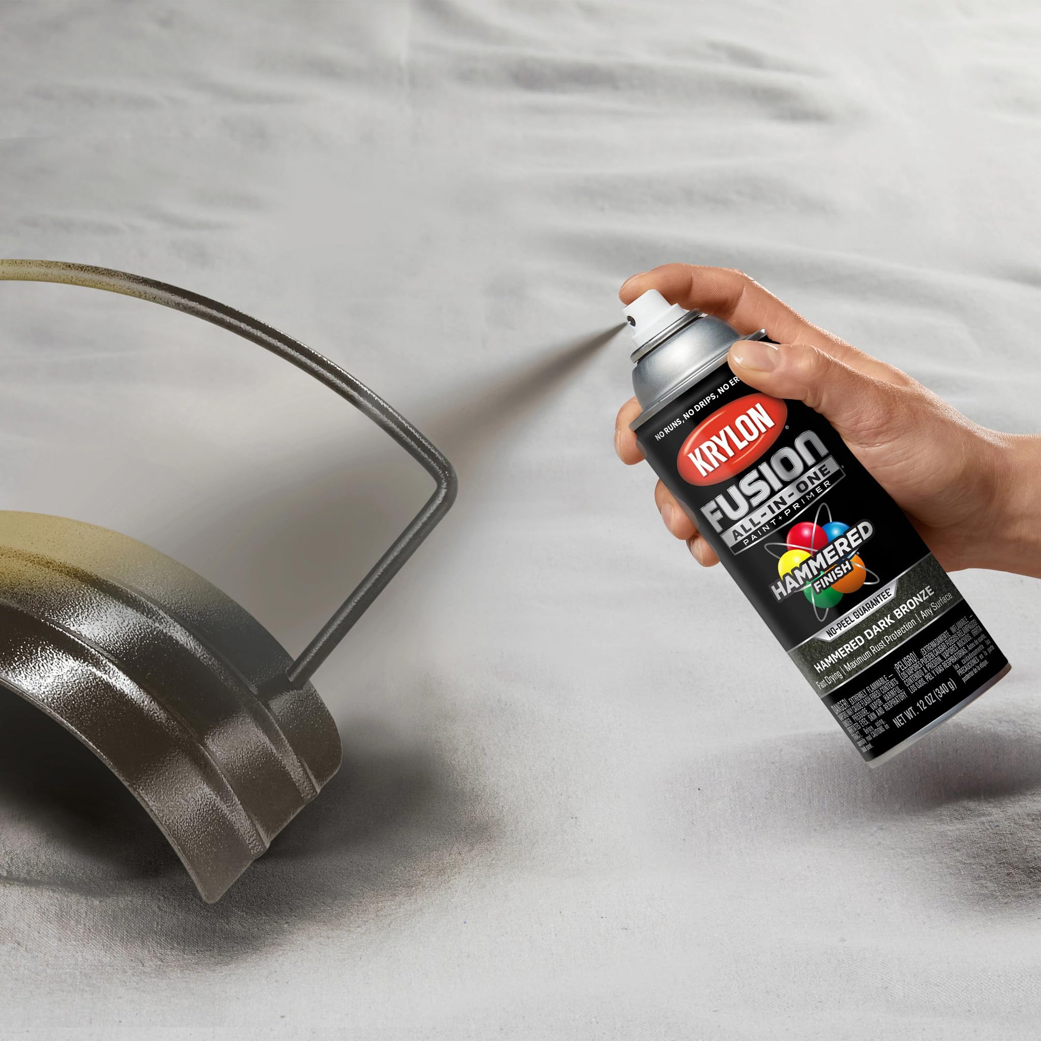 Krylon All-In-One Adhesive Hammered Finish Spray Paint for Indoor/Outdoor Use, 12 oz, Dark Bronze