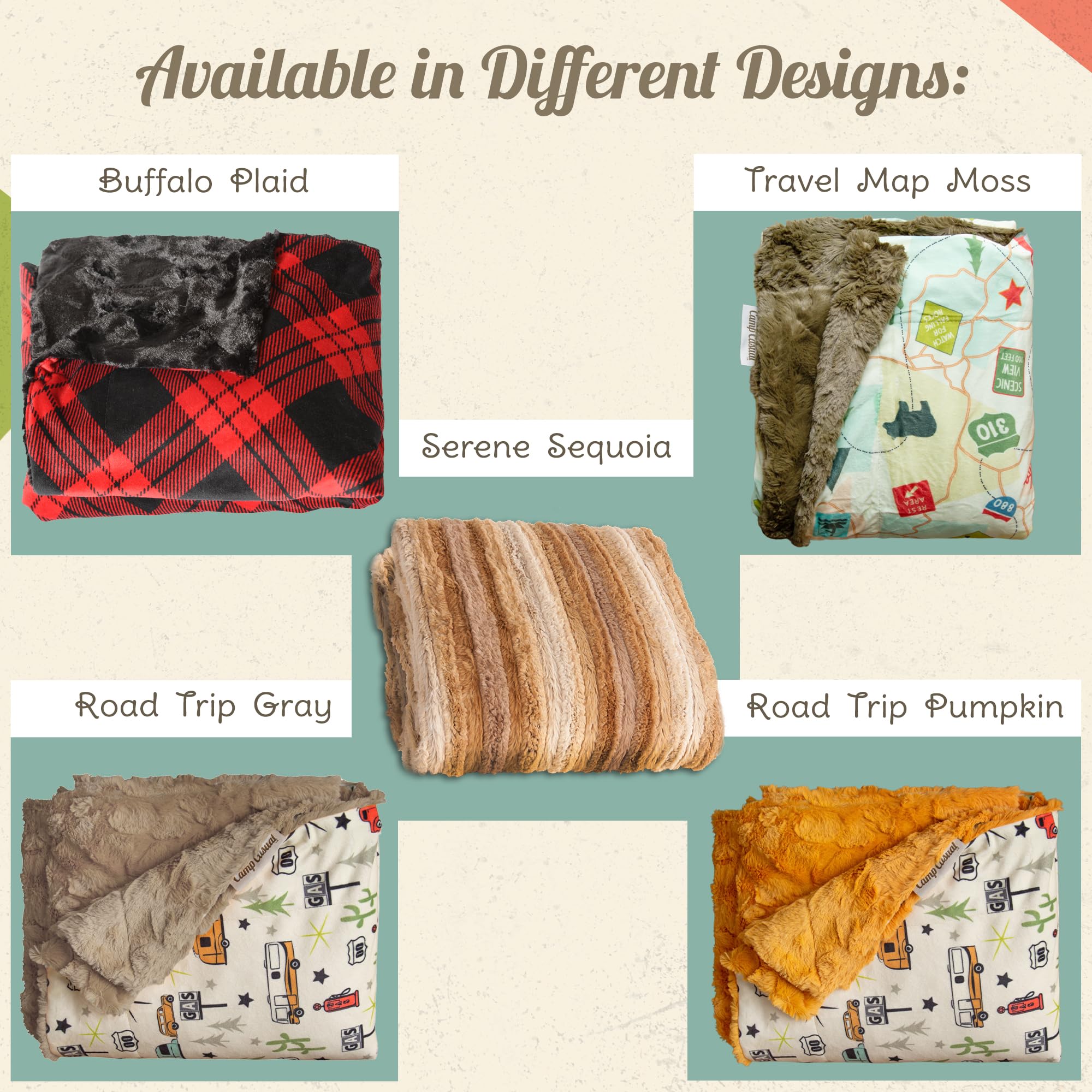 Camping Throw Blanket - Plush Reversible Blanket for Indoor & Outdoor Settings - Machine Washable Soft Camping Blanket - 100% Polyester Cozy Blanket with Retro-Inspired Patterns, Camp Casual