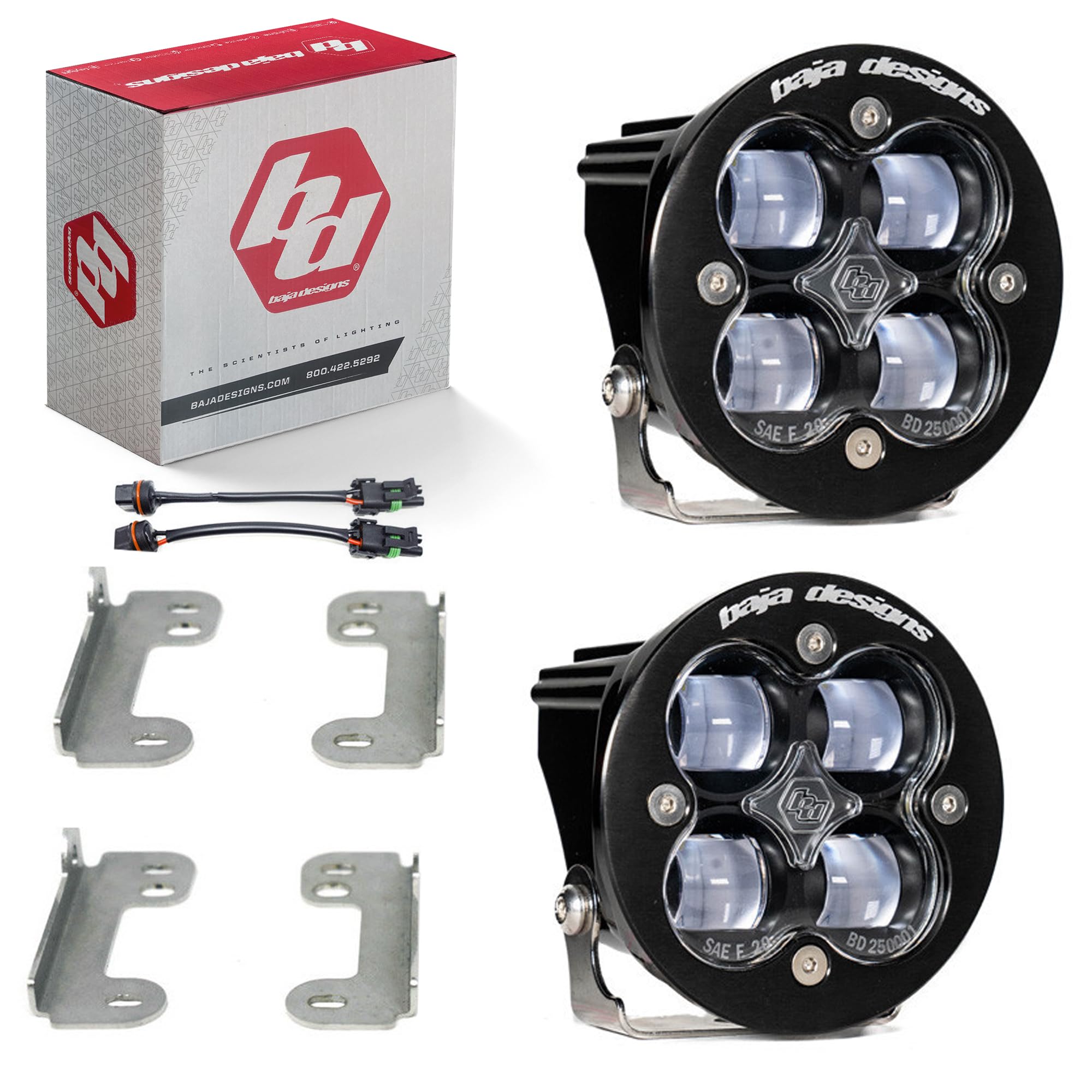 Baja Designs Fog Pocket LED Light Kit Squadron-R fits Jeep Wrangler JK 2007-09 for Standard OEM Bumper (Clear)