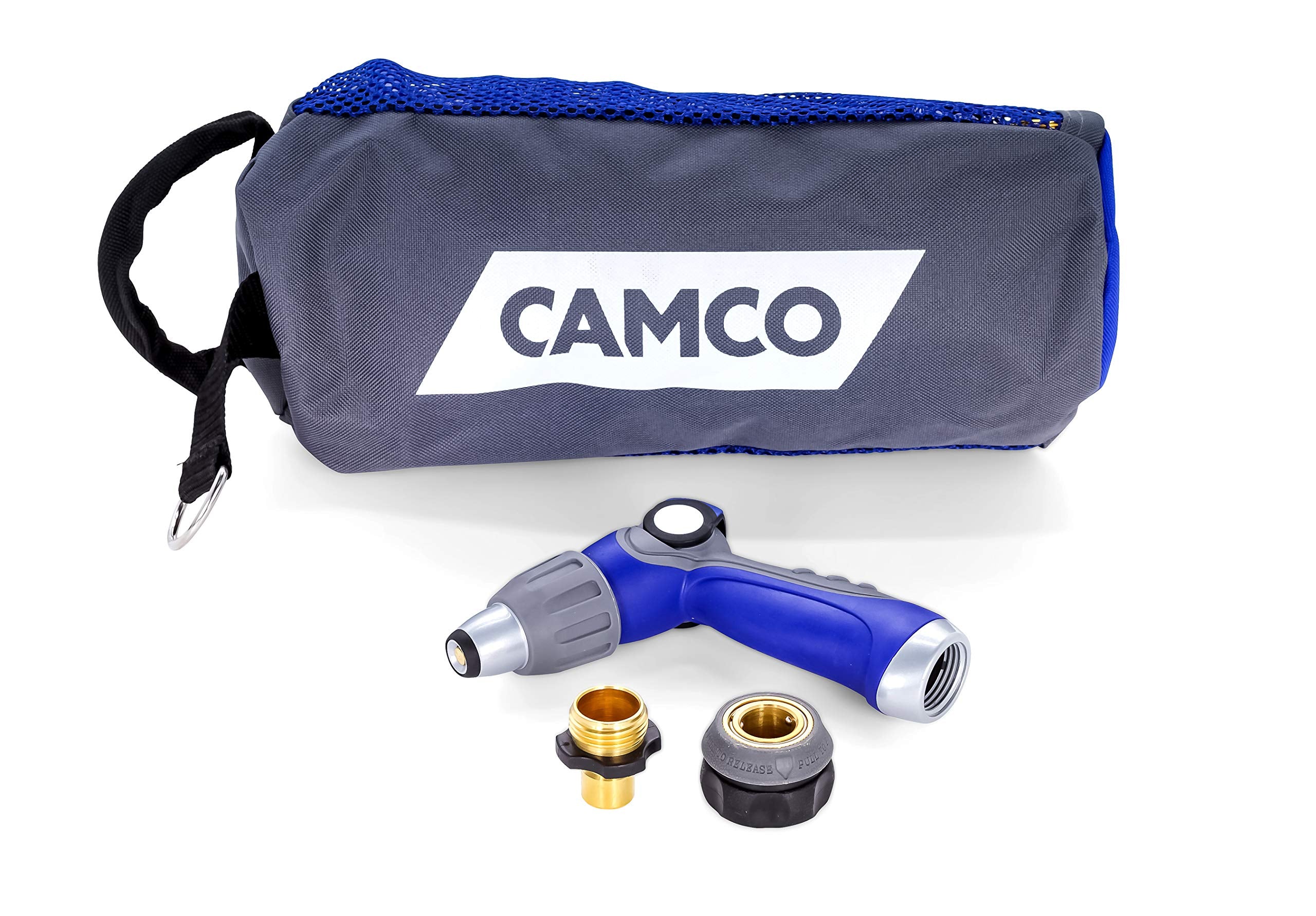 20’ Camco Coiled Water Nozzle with Adjustable Spray Pattern Kit – Hose Design Prevents Kinking and Tangling, for Car Washing and Gardening (41980)