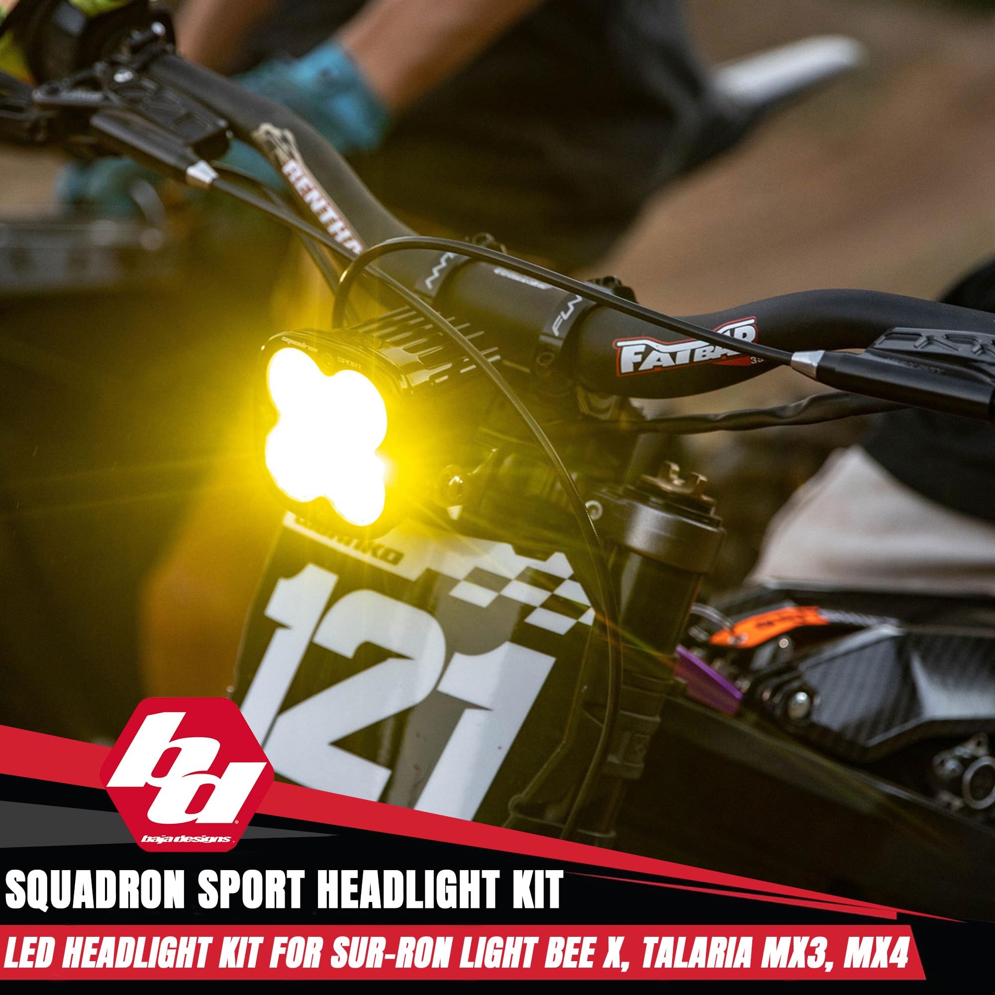 Squadron Sport Baja Designs Headlight Kit for Sur-Ron Light Bee X and Talaria MX3/MX4 (Driving Combo; Clear)