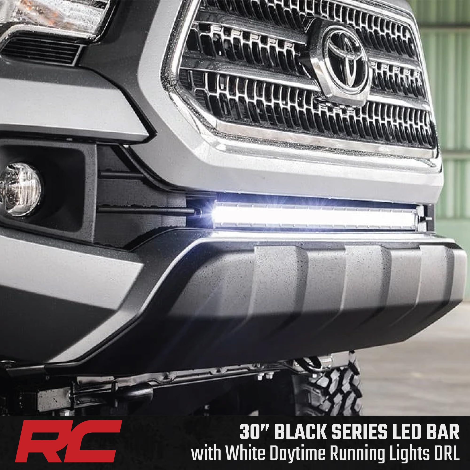 30-Inch Rough Country LED Light Bar with White DRL - 12,000 Lumens, 150W Cree LEDs, Spot Focus Beam for Trucks, Jeeps, UTVs & Off-Road Vehicles