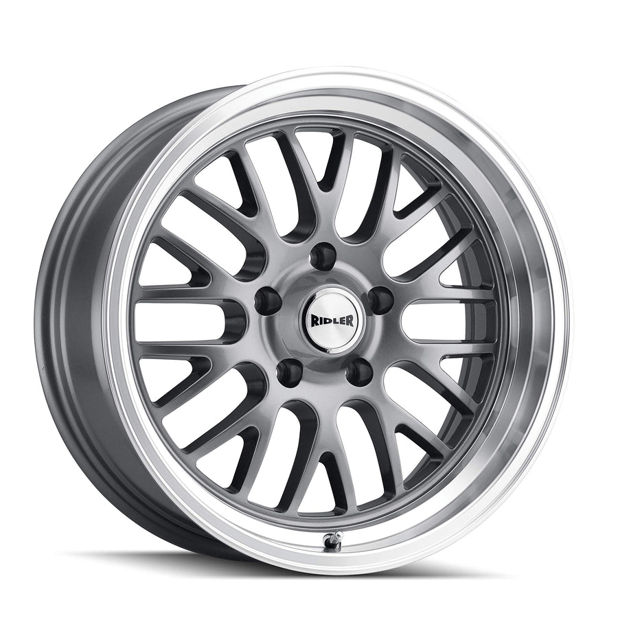 Ridler 607 Custom Wheels Grey W/MACHINED Lip Wheel with Alloy Steel (20 x 10. inches /5 x 83 mm, 0 mm Offset)