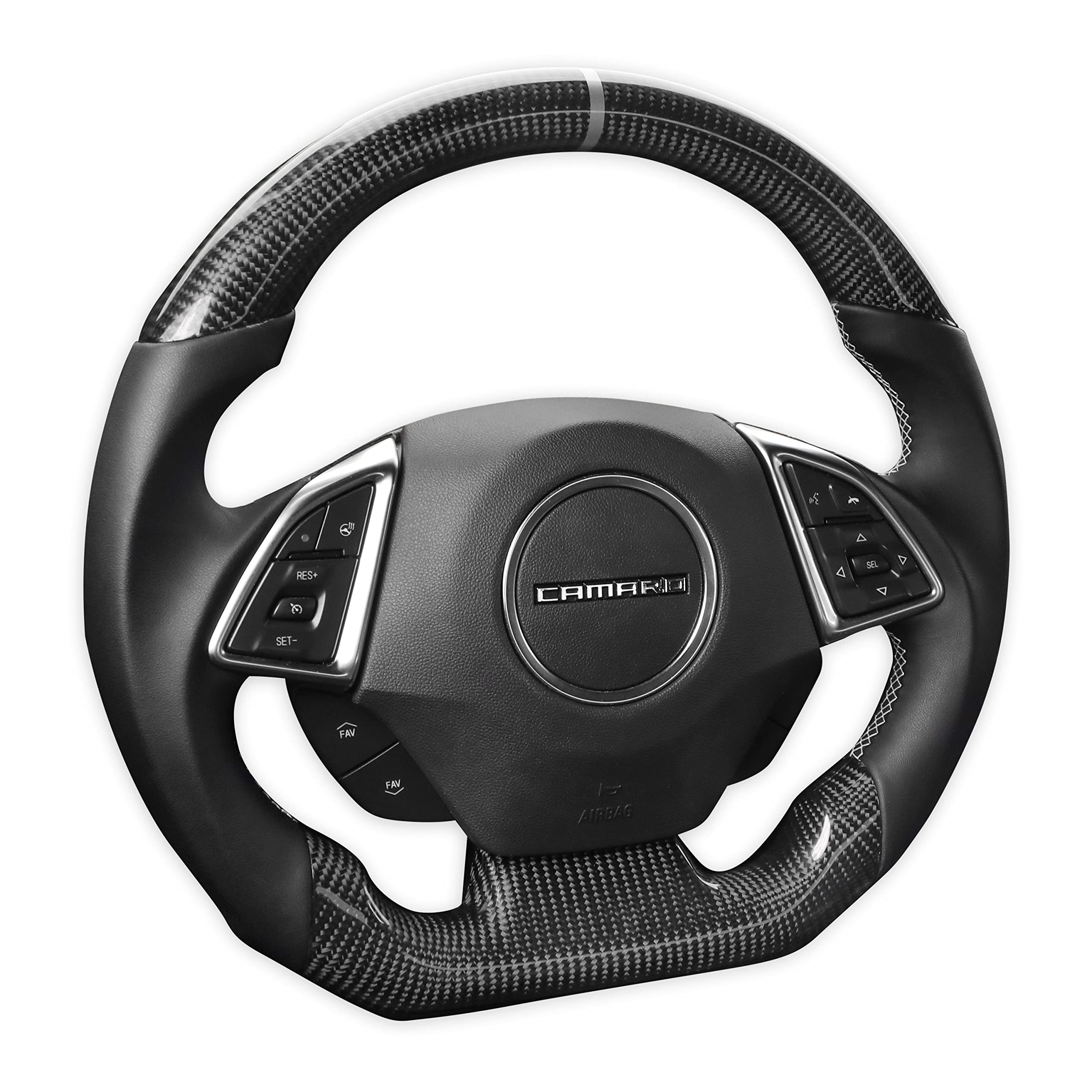 Carbon Fiber Steering Wheel with Leather Grips Drake Muscle Cars CA950-13