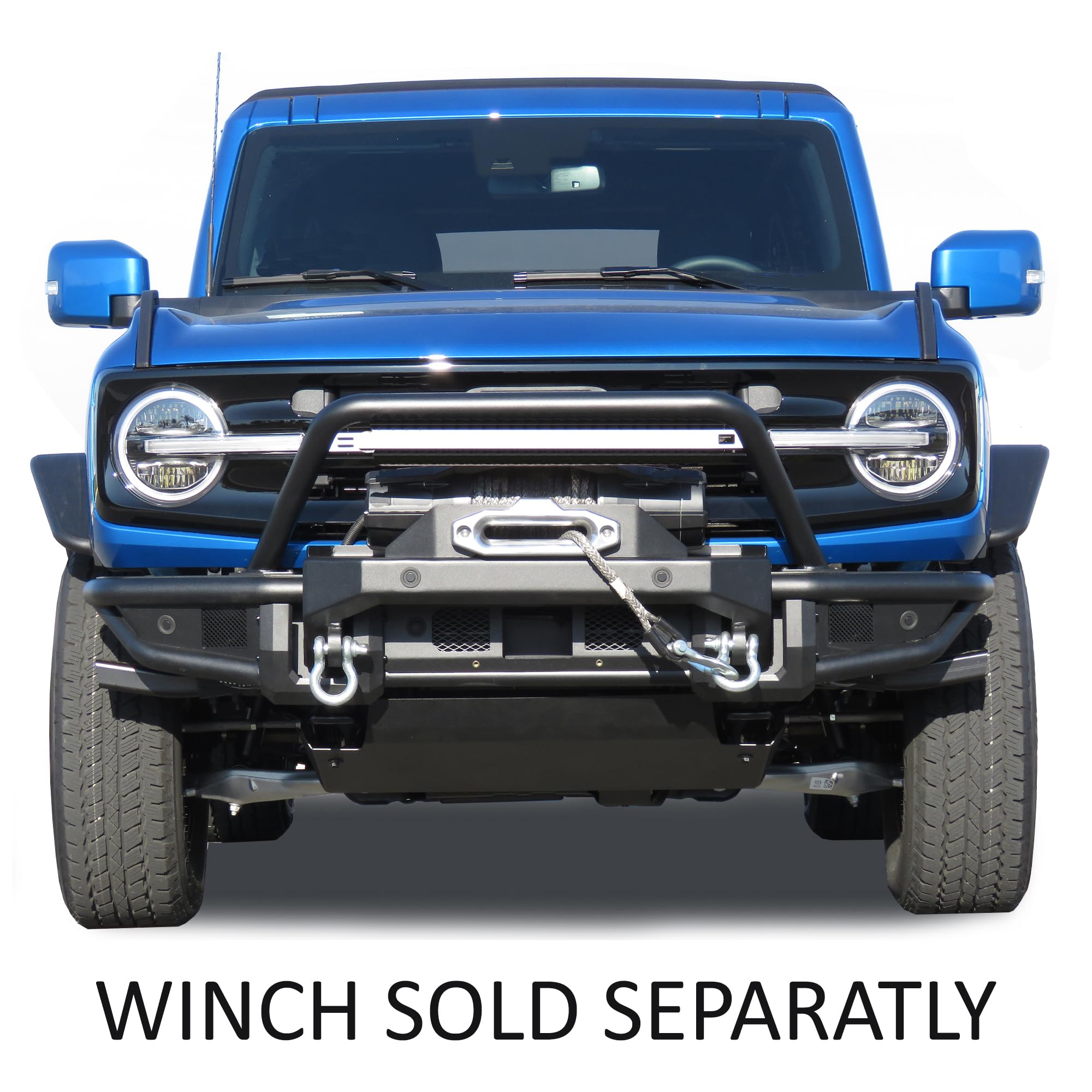 Armour Black Horse Off Road Tubular Heavy Duty Front Bumper Matte Black Compatible with 2021-2023 Ford Bronco-AFB-FB22HD