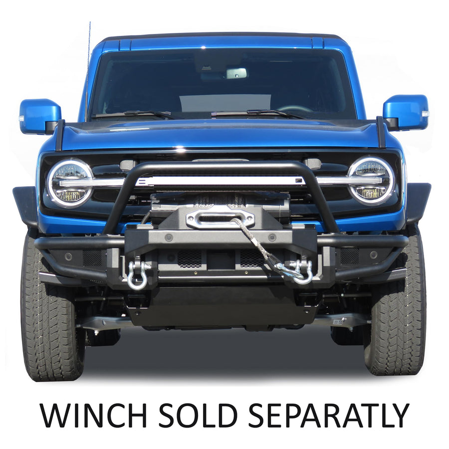 Armour Black Horse Off Road Tubular Heavy Duty Front Bumper Matte Black Compatible with 2021-2023 Ford Bronco-AFB-FB22HD