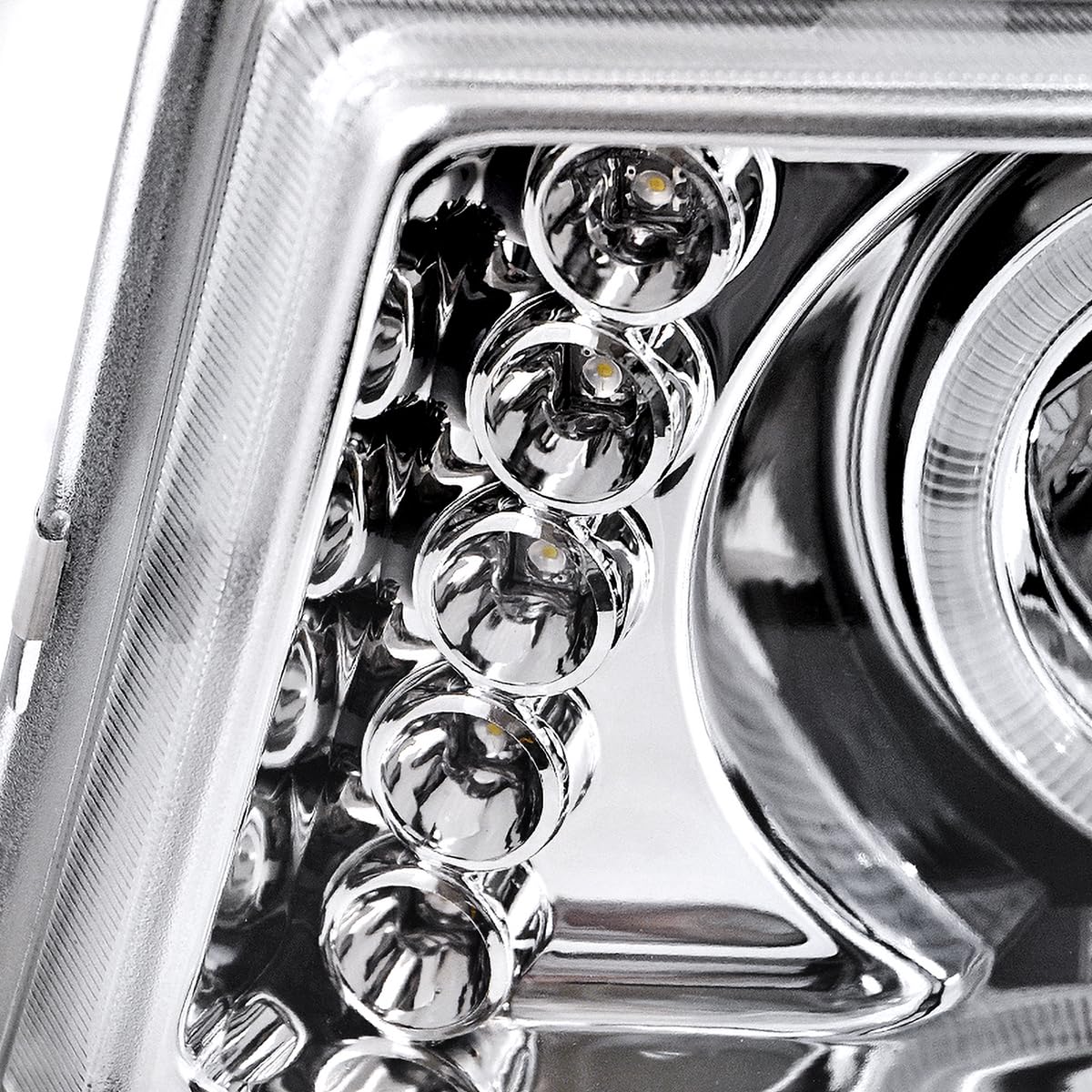 Chrome Housing SPEC-D TUNING Clear Lens LED Halo Projector Headlights + Bumper Lights Compatible with 2004-2012 Chevy Colorado, 2004-2012 GMC Canyon, Left + Right Pair Headlamps Assembly