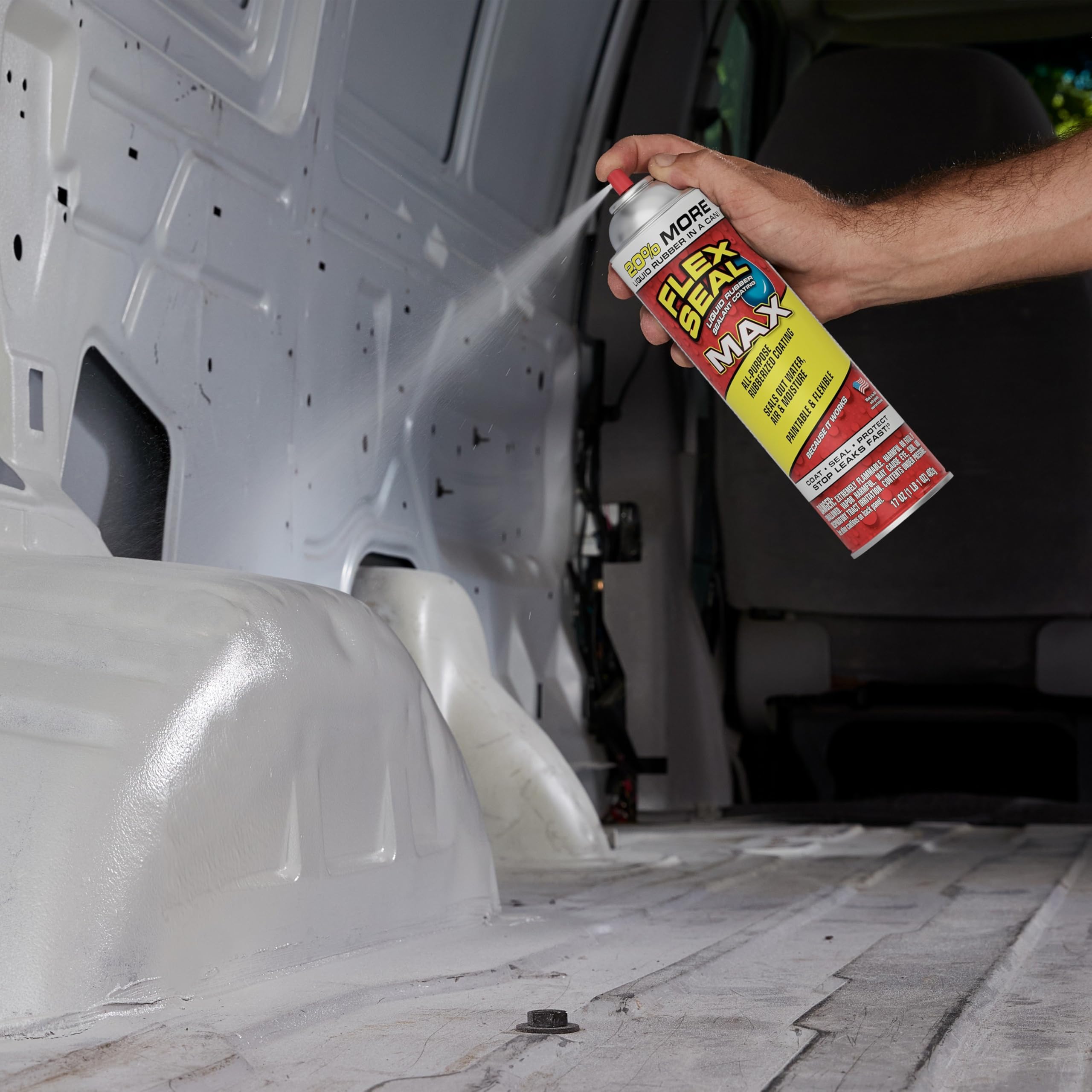 Flex Seal MAX, 17 oz, Black, 1-Pack, Waterproof Rubber Spray On Sealant Coating, Stop Leaks Instantly, Perfect for Gutters, Wood, RV, Campers, Roof Repair, Skylights, Windows, and More