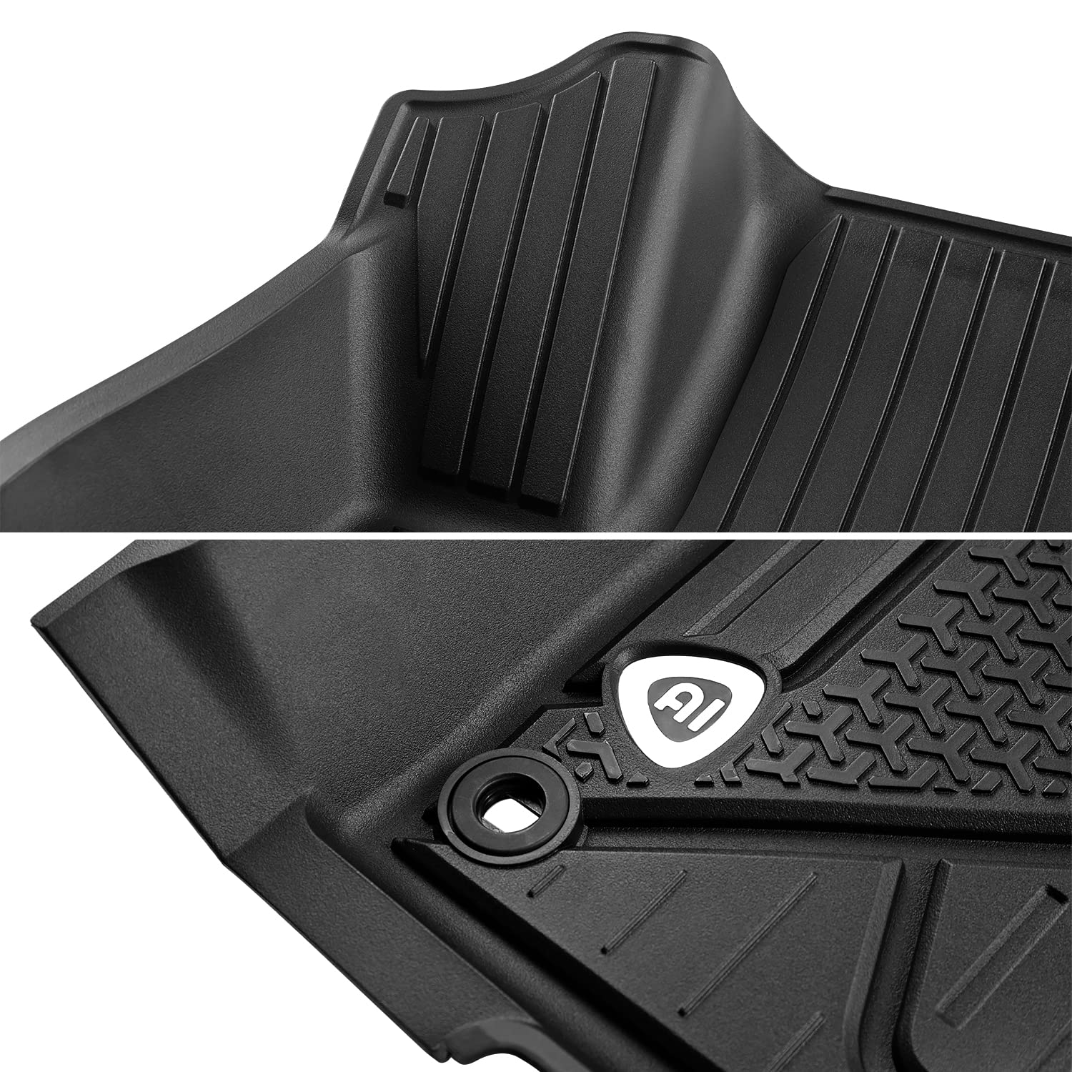 All-Weather Spec-D Tuning Black Injection-Molded TPE Front + Rear Floor Mats Compatible with 2016-2021 Honda Civic, 5PC