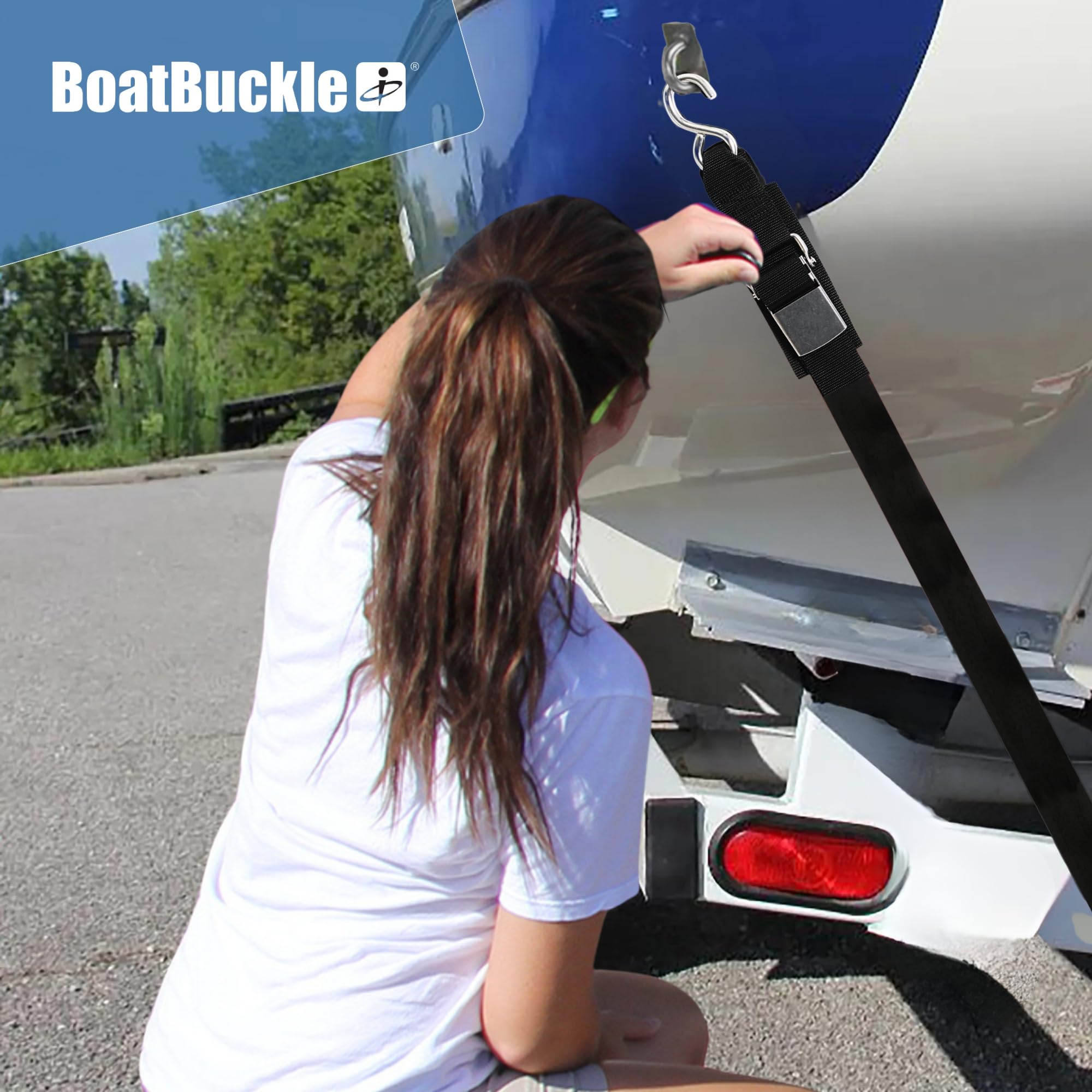 Kwik-Lok BoatBuckle Stainless Steel Transom Tie-Down, 2-Inch x 2-Feet