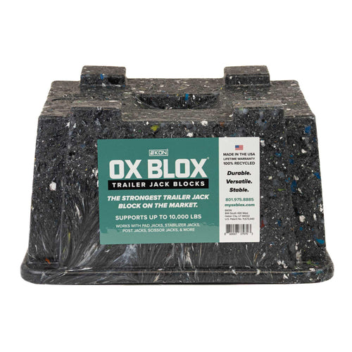 Heavy Duty OX BLOX Trailer Jack Block - Made in USA - 10,000 lbs. Capacity - Super Strong and Durable - 100% Recycled Plastic RV Jack Blocks - Trailers & Camper Essentials