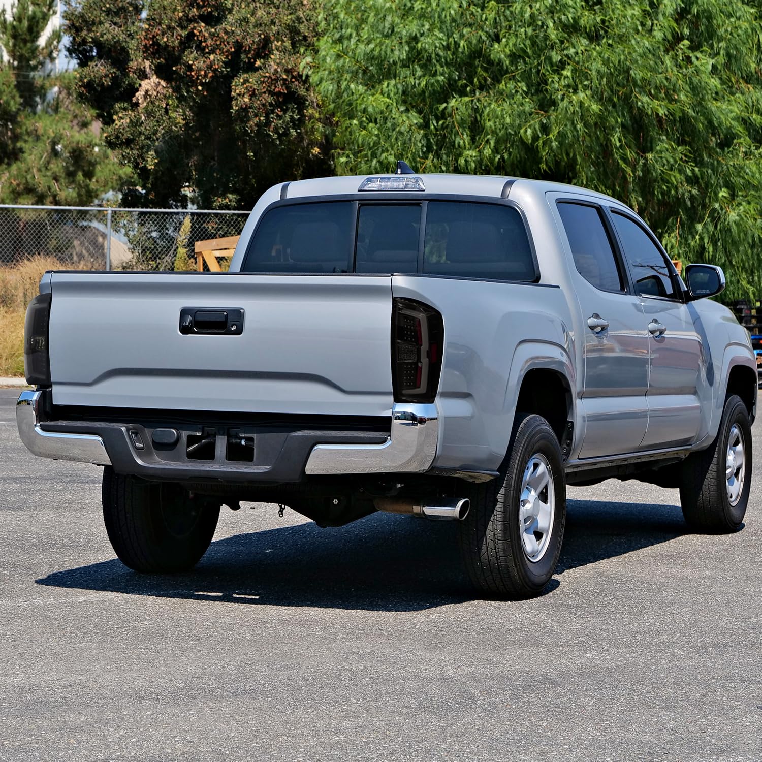 Glossy Black Smoke SPEC-D TUNING LED Tail Lights w/White LED Light Bar Compatible with 2016-2022 Toyota Tacoma, Left + Right Pair Assembly