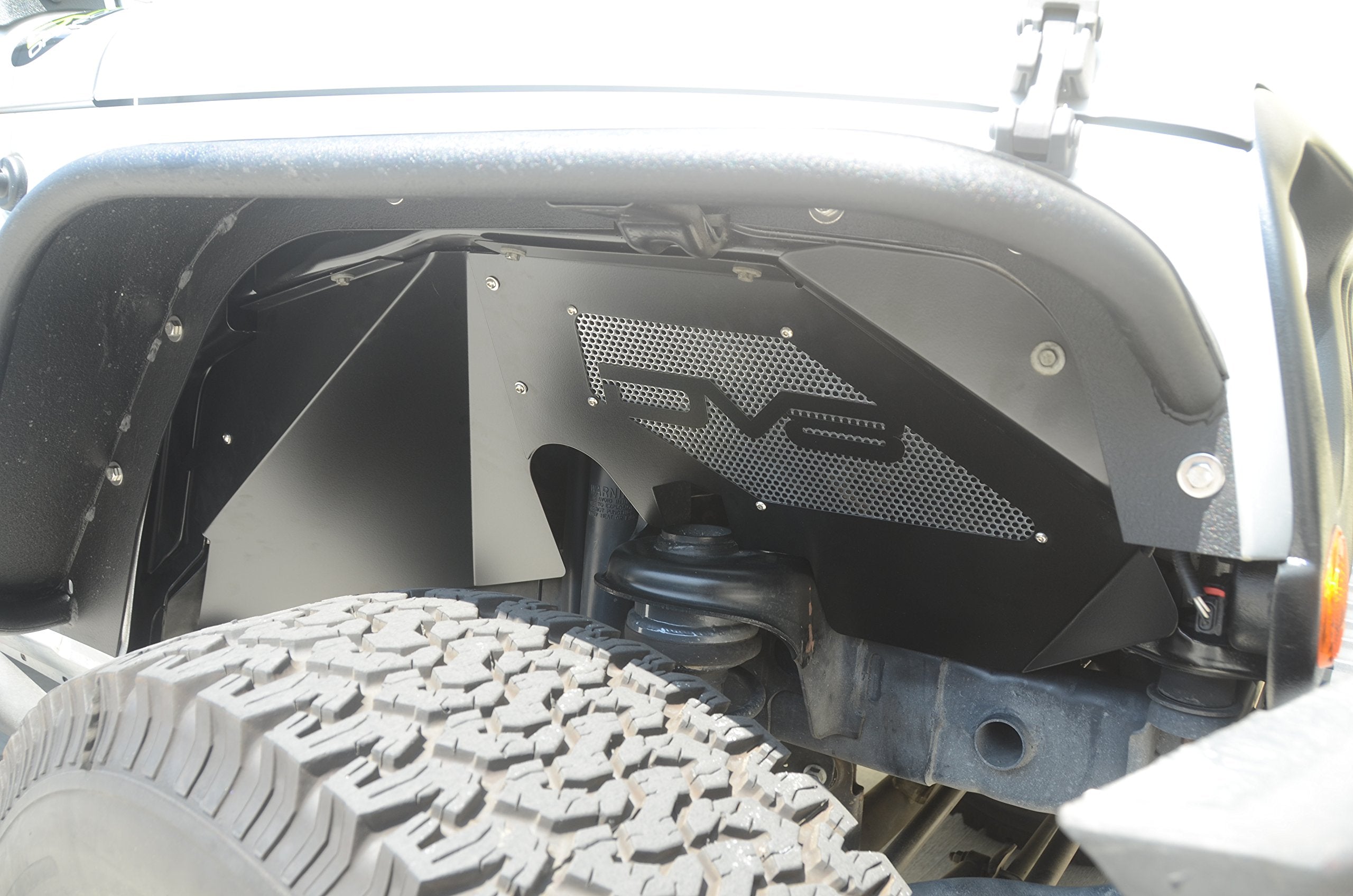 Inner Fender Liner Set DV8 Offroad fits 2007-2018 Wrangler JK | Front Wheel Wells | Vented for Airflow | Aluminum Construction | Black Satin Finish