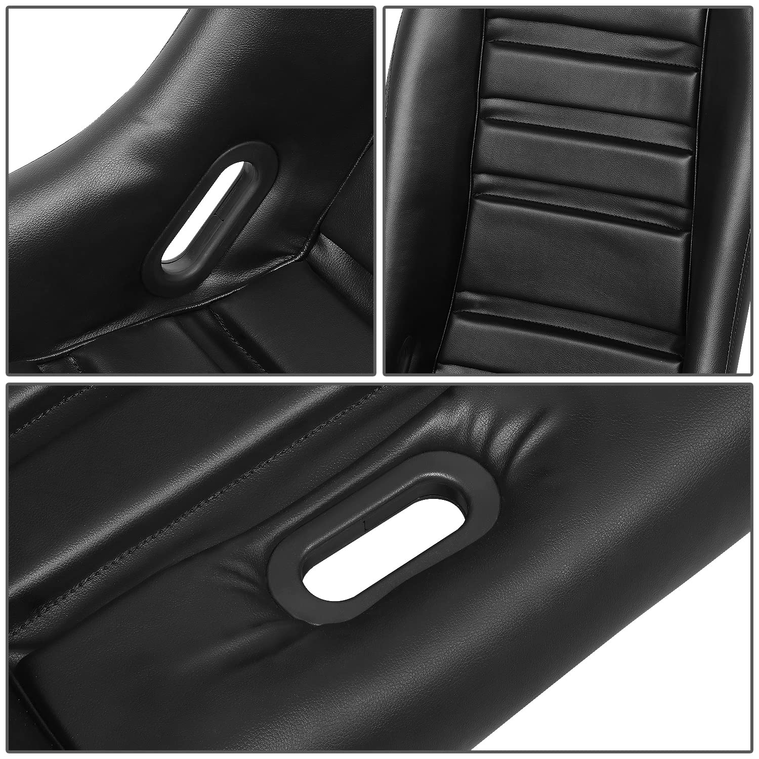 NRG Innovations Fiber Glass NRG-PRI-100BK-MIDNIGHT Fixed Back Bucket Racing Seat w/Side Mount Bracket, Black