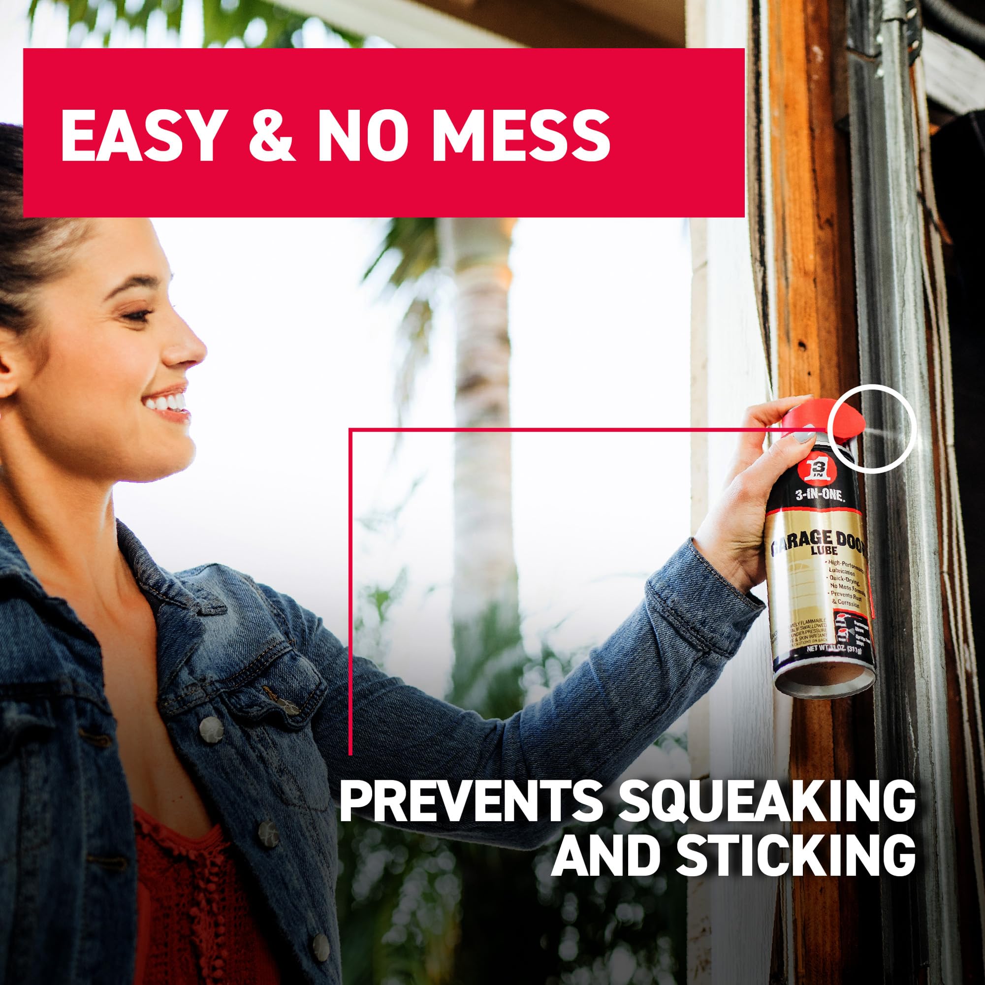 Garage Door Lubricant 3-IN-ONE with SMART STRAW SPRAYS 2 WAYS, 11 OZ