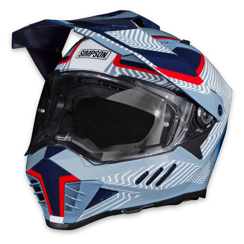 Mojave Blue Simpson Xcursion Bandit Motorcycle Helmet - Large | Off Road Dirt Bike UTV Motocross ATV | Full Face | Removable Peak | Clear Pinlock Anti-Fog Visor Shield | DOT ECE Certified (XBMUGRLG)