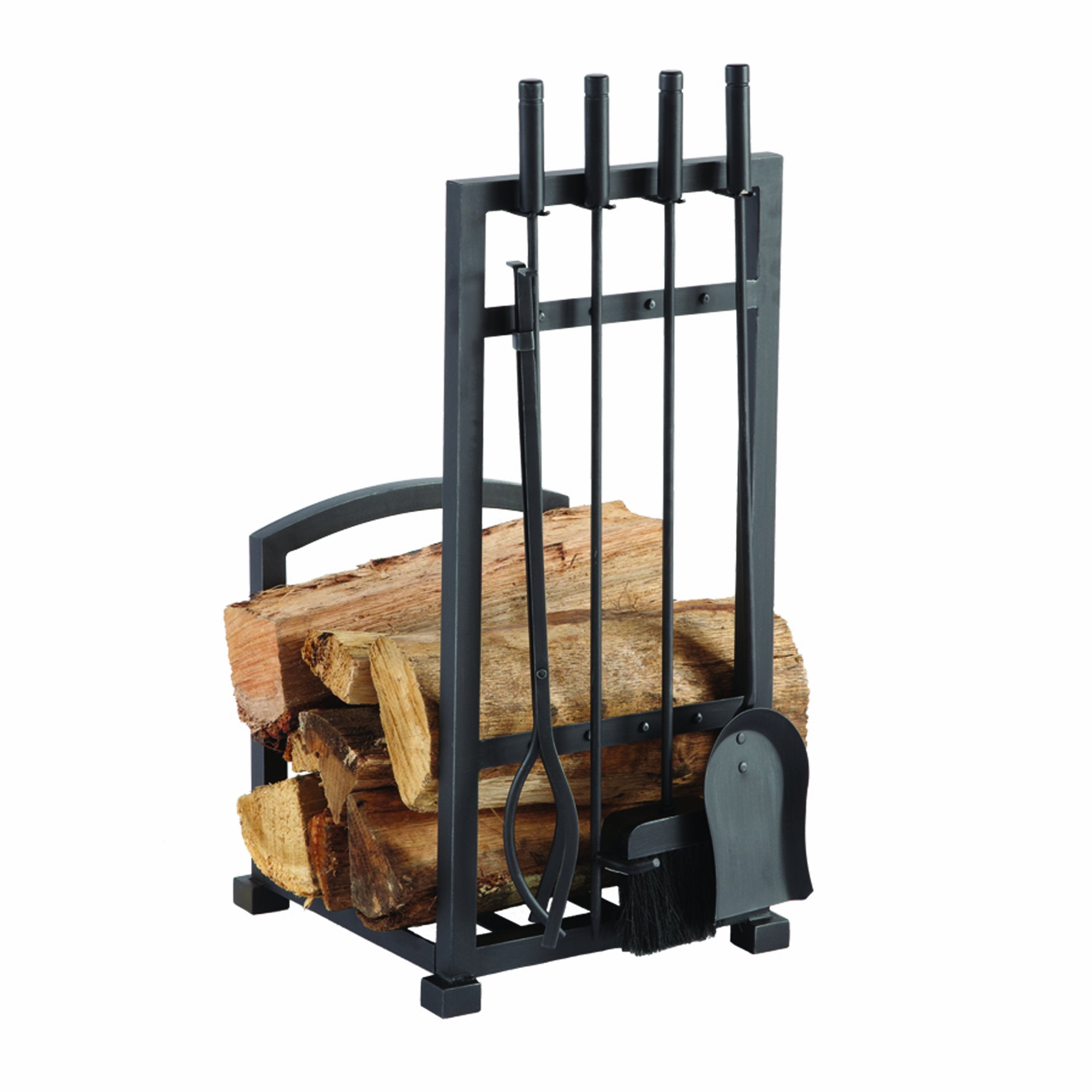 Harper 4 Piece Pleasant Hearth Fireplace Toolset with Log holder